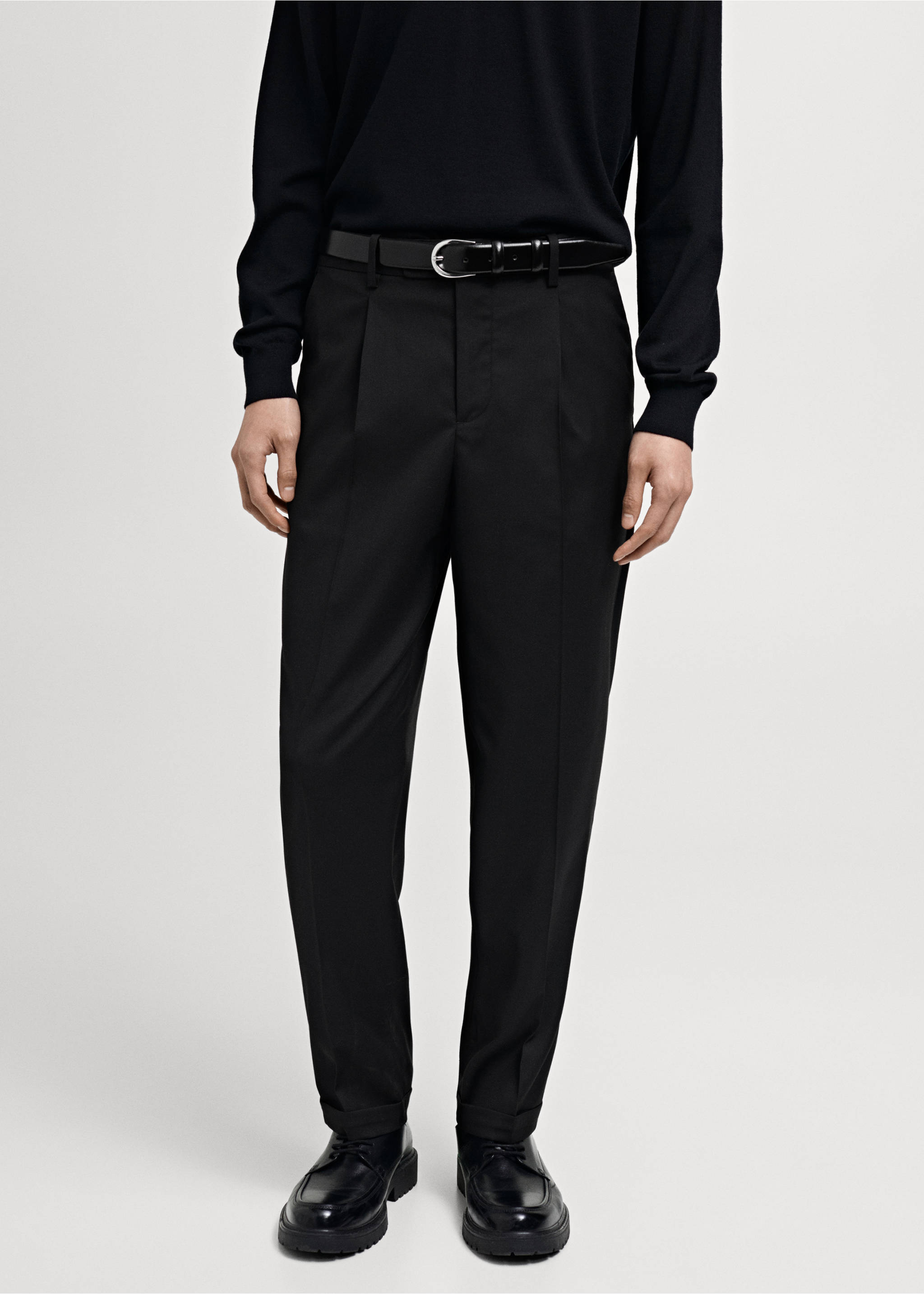 Boston regular-fit suit trousers - Medium plane, Black. Ref: 87010631-00.