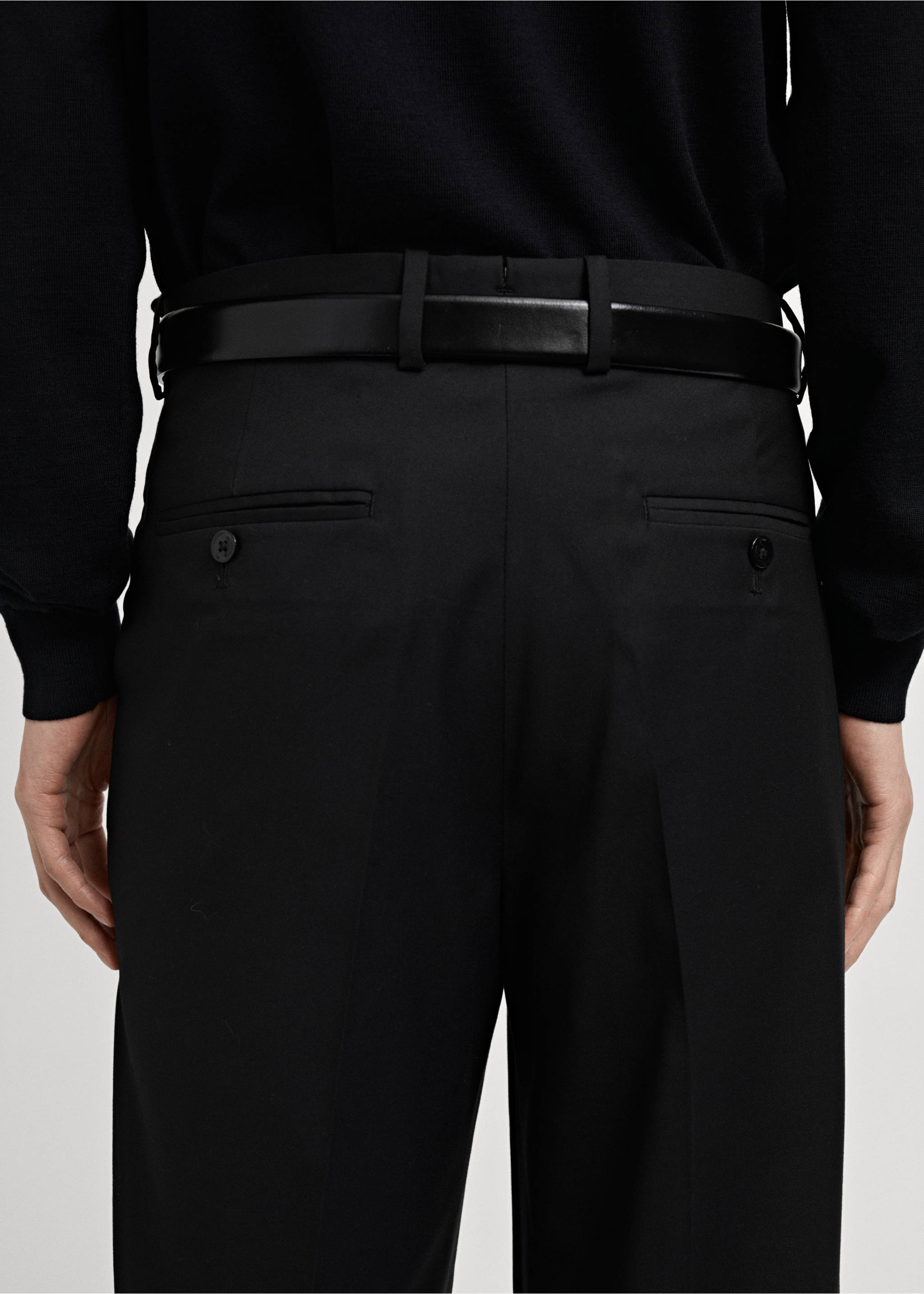 Boston regular-fit suit trousers - Details of the article 6, Black. Ref: 87010631-00.