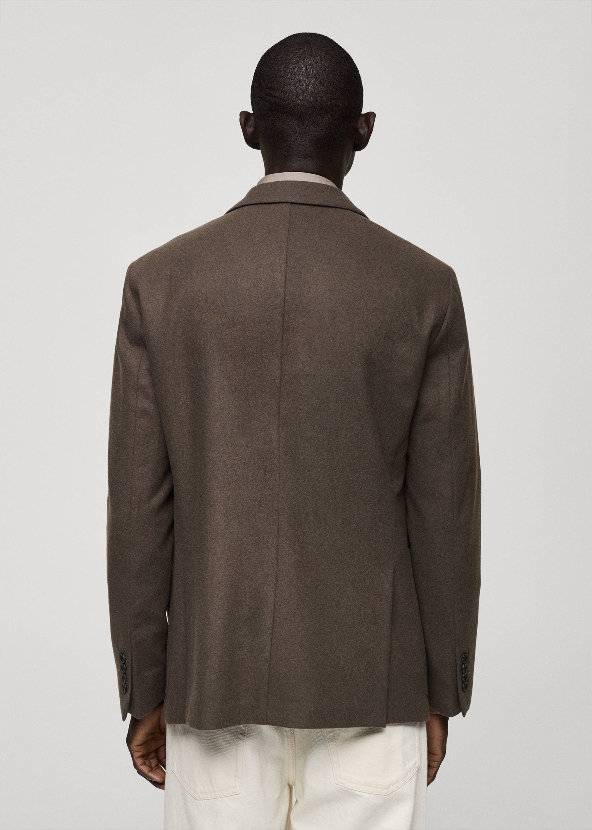 Slim fit wool blend blazer - Reverse of the article, Khaki. Ref: 87010633-00.