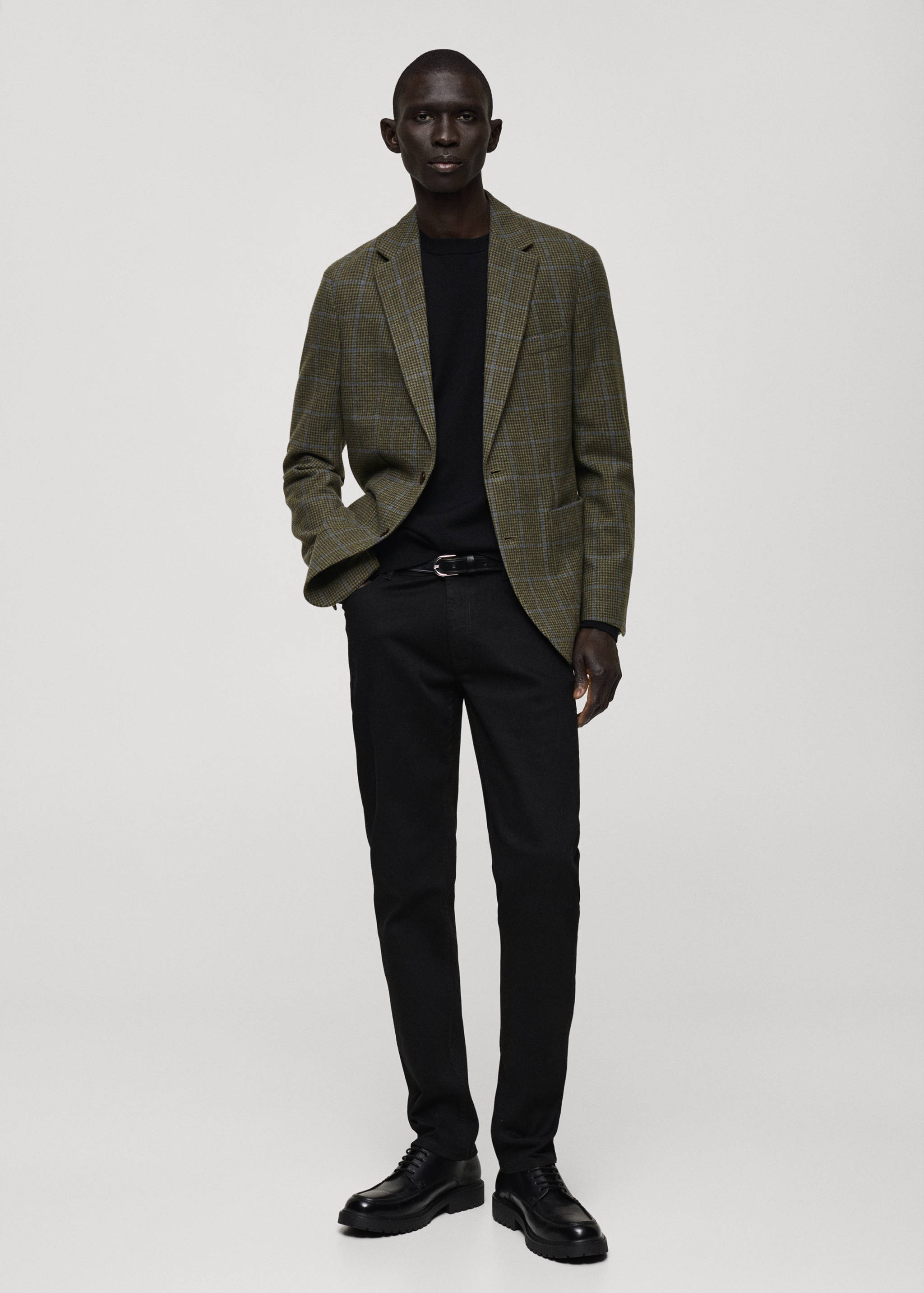 Slim fit wool houndstooth blazer - General plane