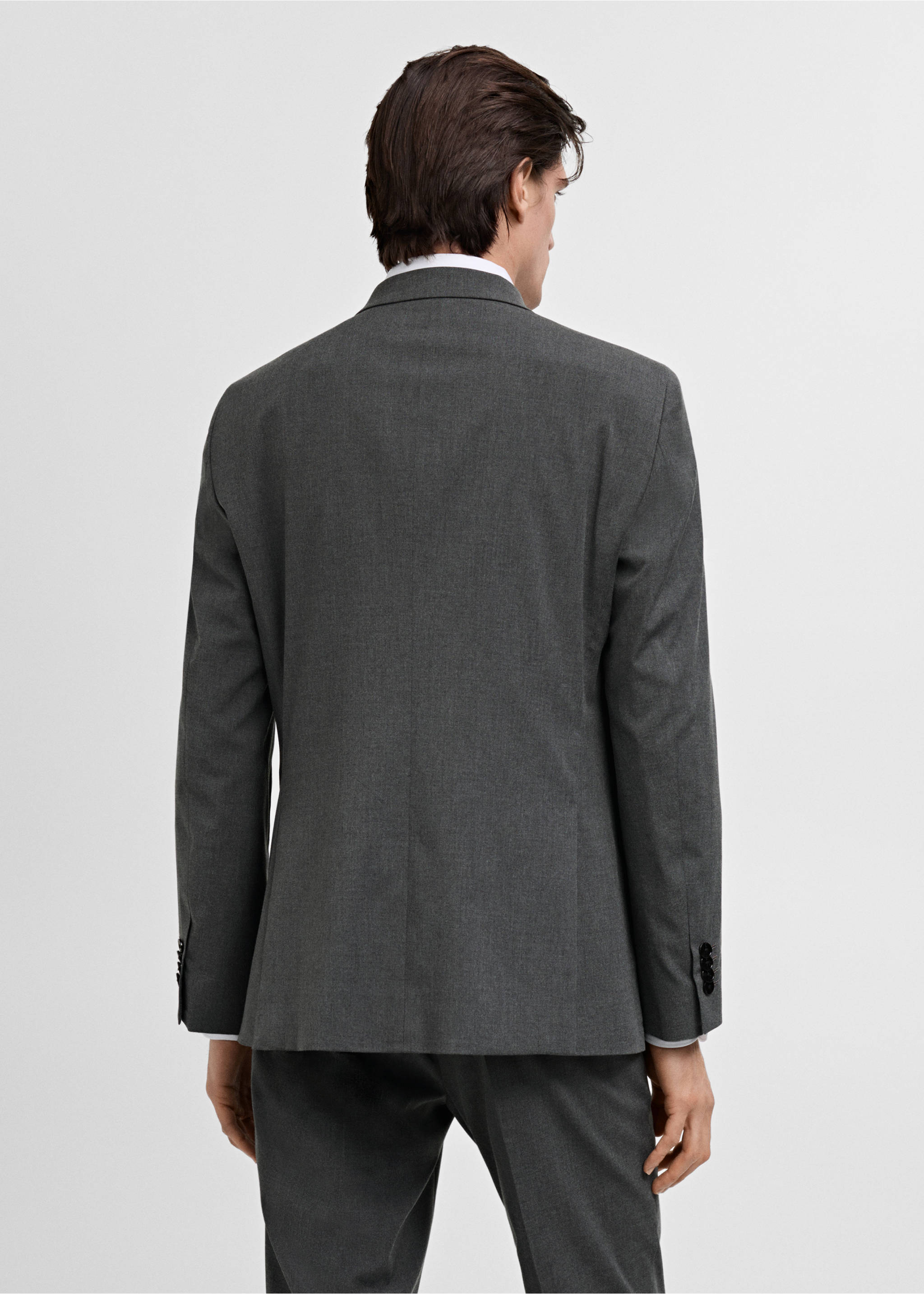 Monaco double-breasted slim-fit suit jacket - Reverse of the article, Grey. Ref: 87010636-00.