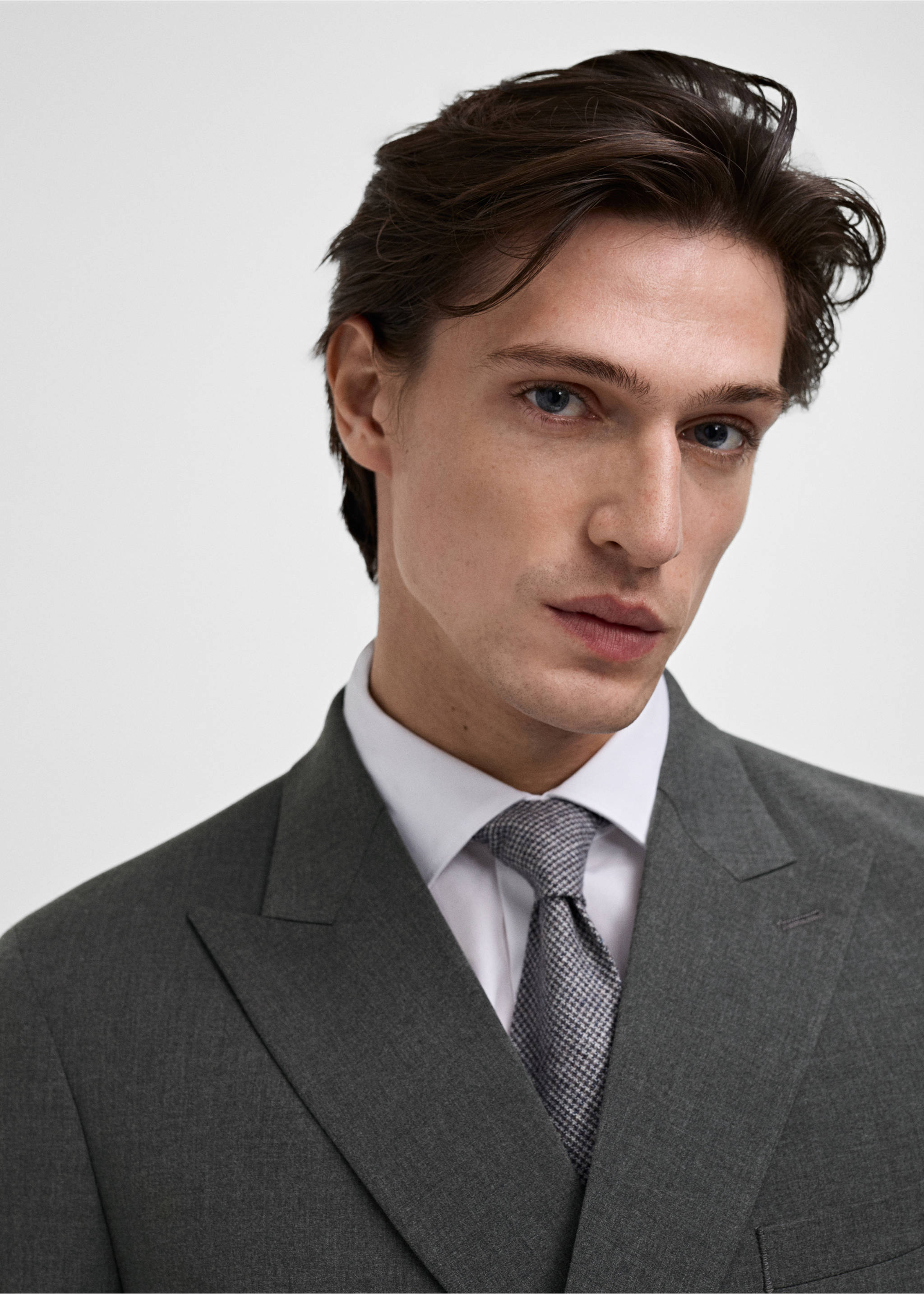 Monaco double-breasted slim-fit suit jacket - Details of the article 1, Grey. Ref: 87010636-00.
