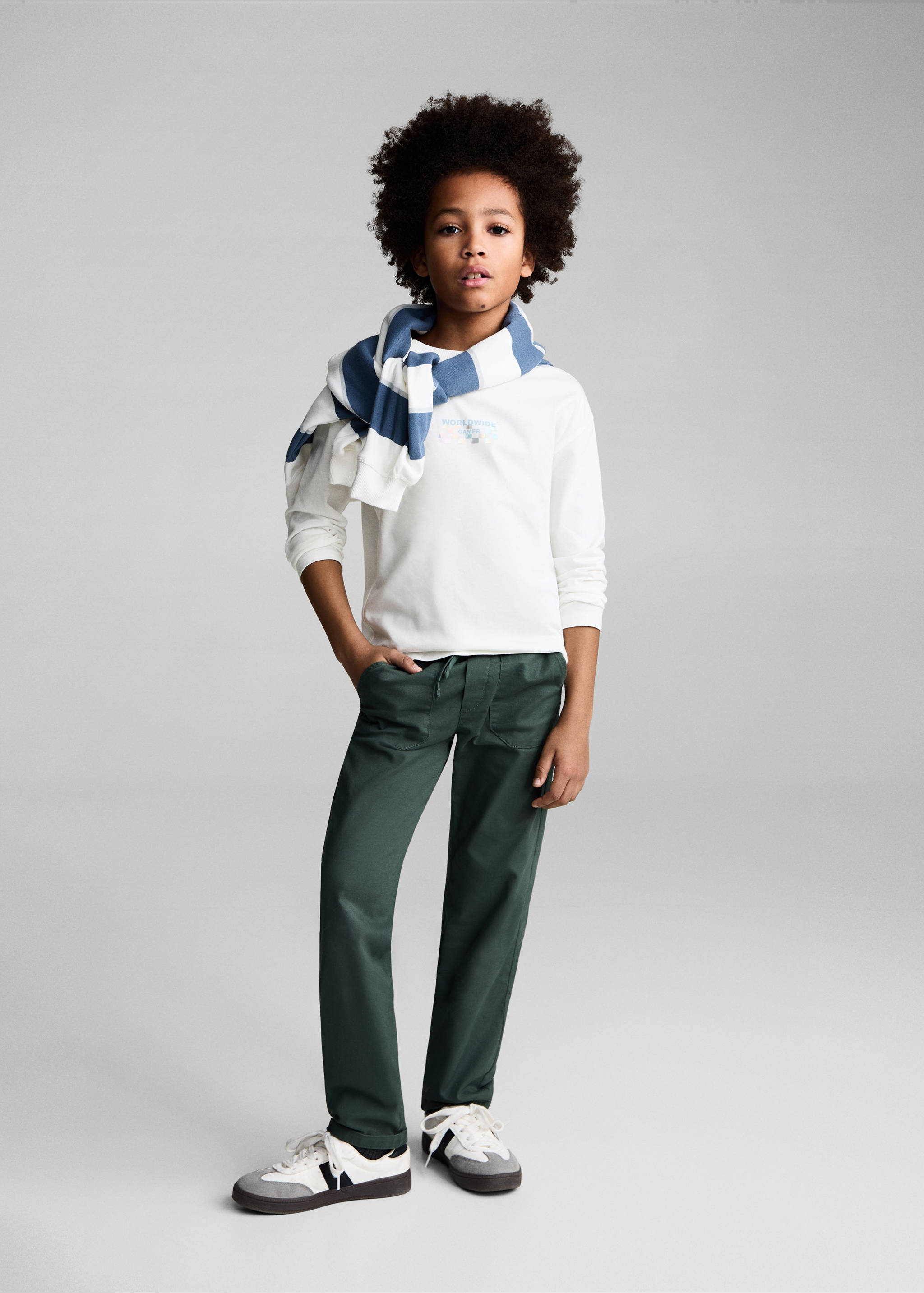 Langärmliges Print-T-Shirt - Allgemeine Ansicht, Cremeweiß. Ref: 87010638-00.