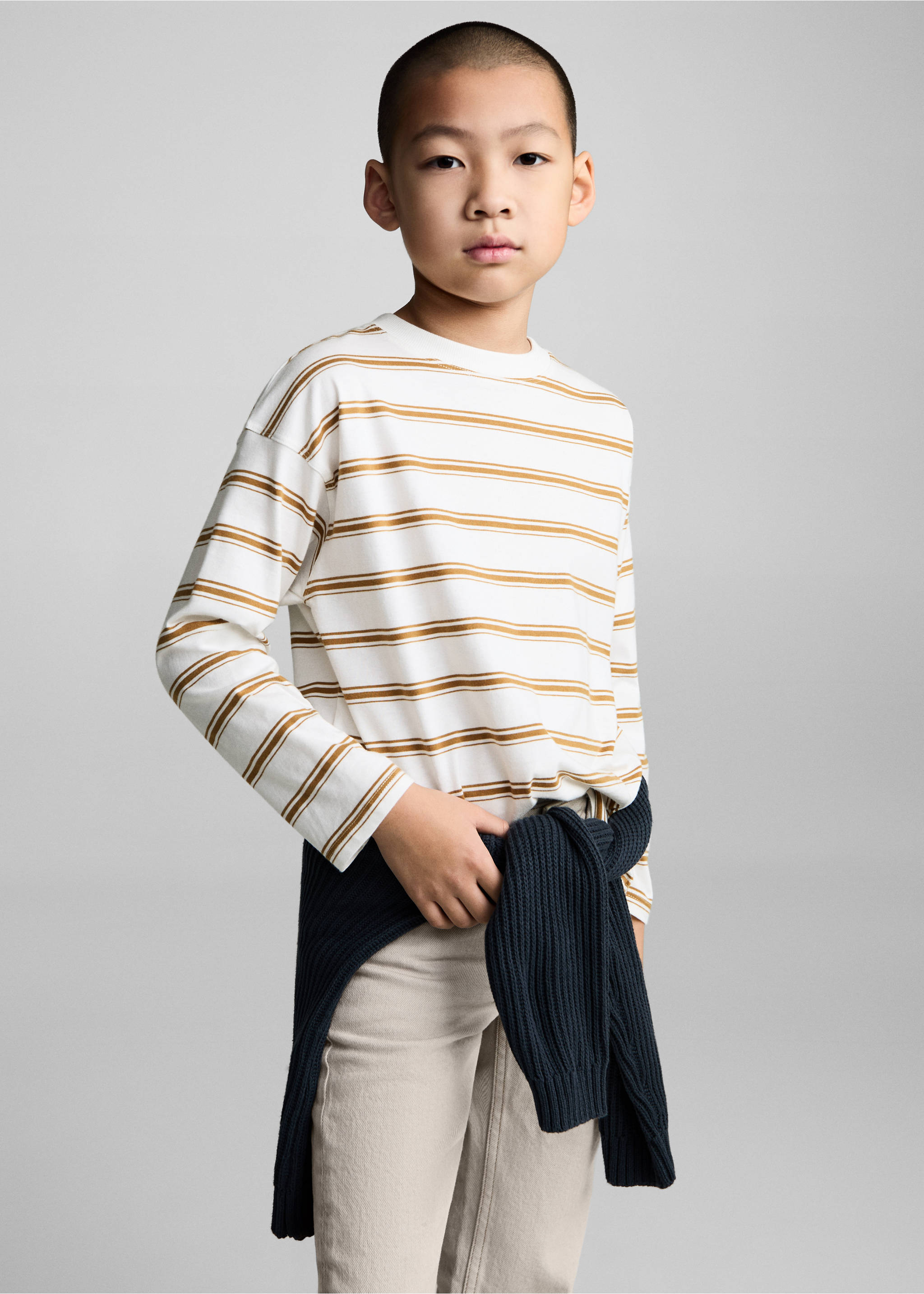 Striped oversized t-shirt - Medium plane, Ochre. Ref: 87010640-00.
