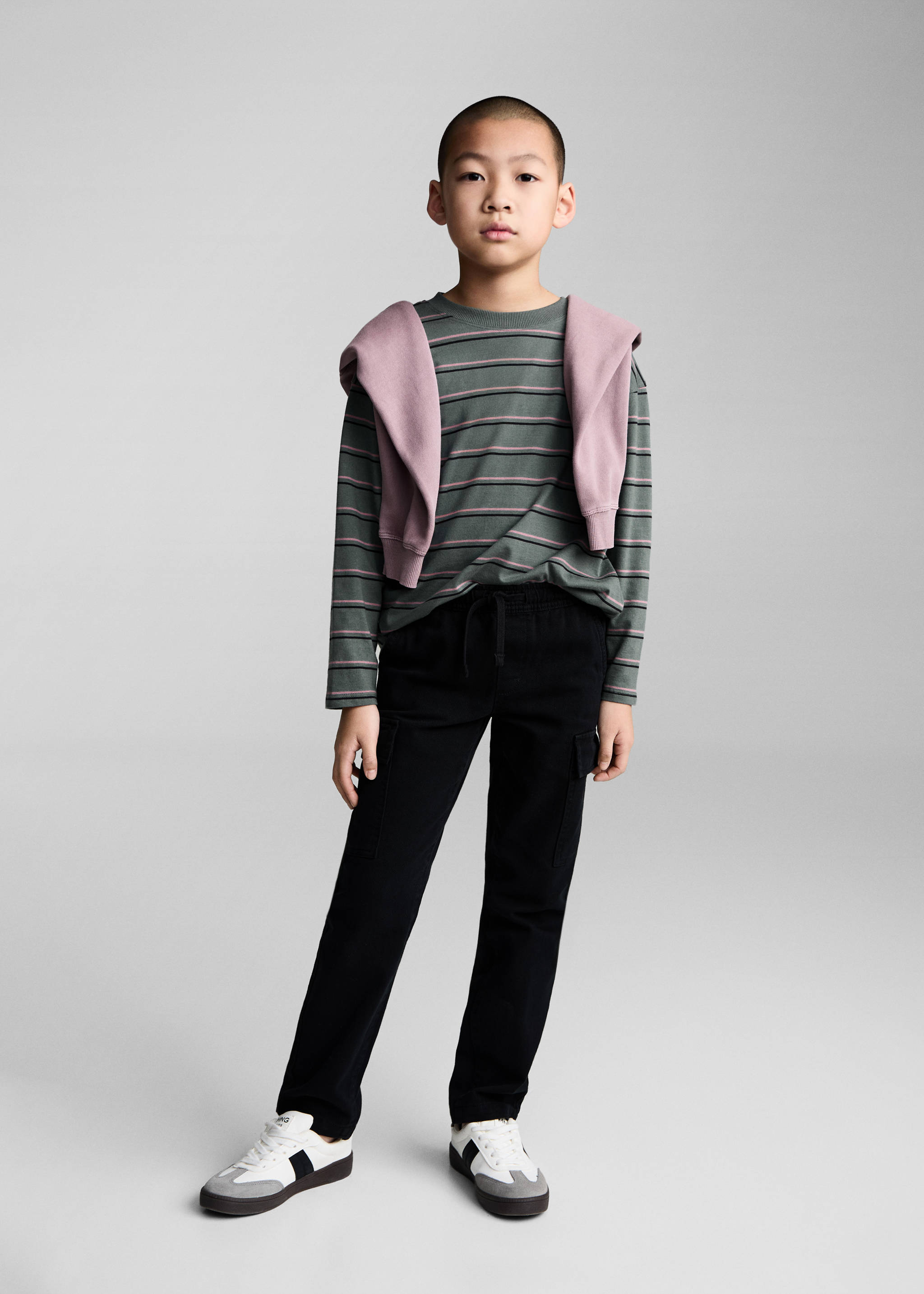 Samarreta oversize ratlles - Pla general, Verd. Ref: 87010640-00.