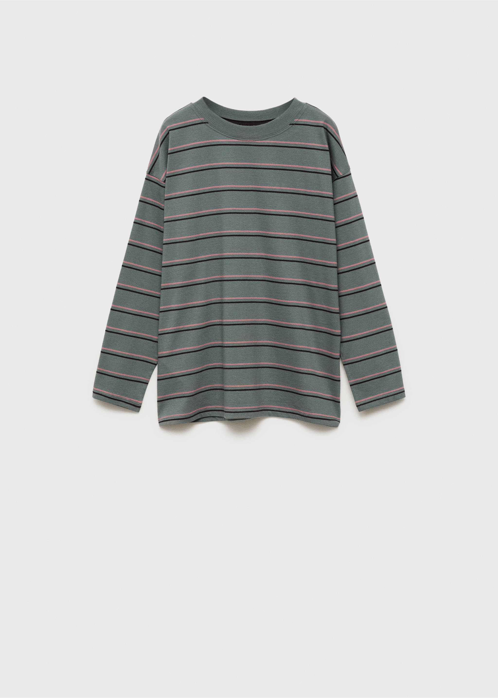 Striped oversized t-shirt - Article without model, Green. Ref: 87010640-00.