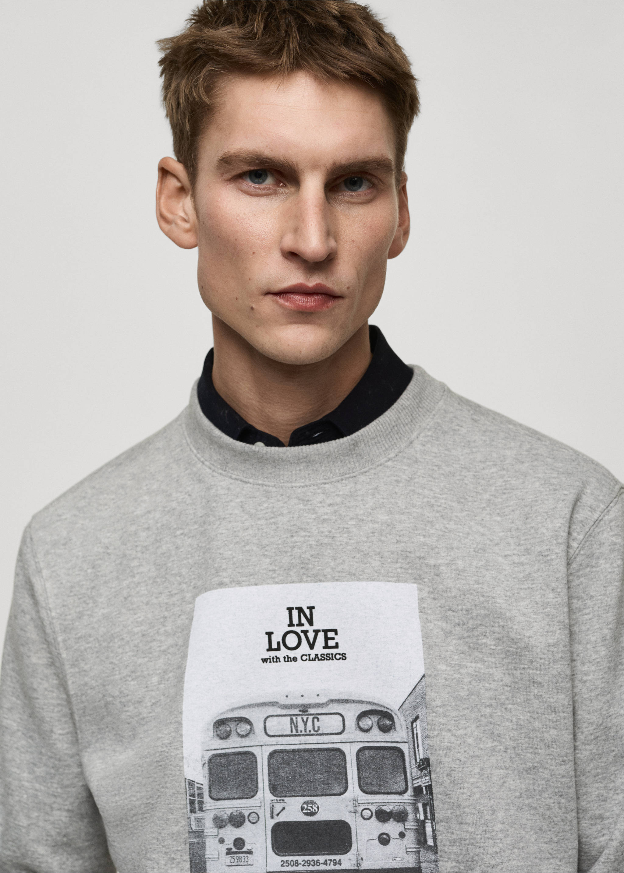 Graphic-print cotton sweatshirt - Details of the article 1, Dark Heather Grey. Ref: 87010641-00.
