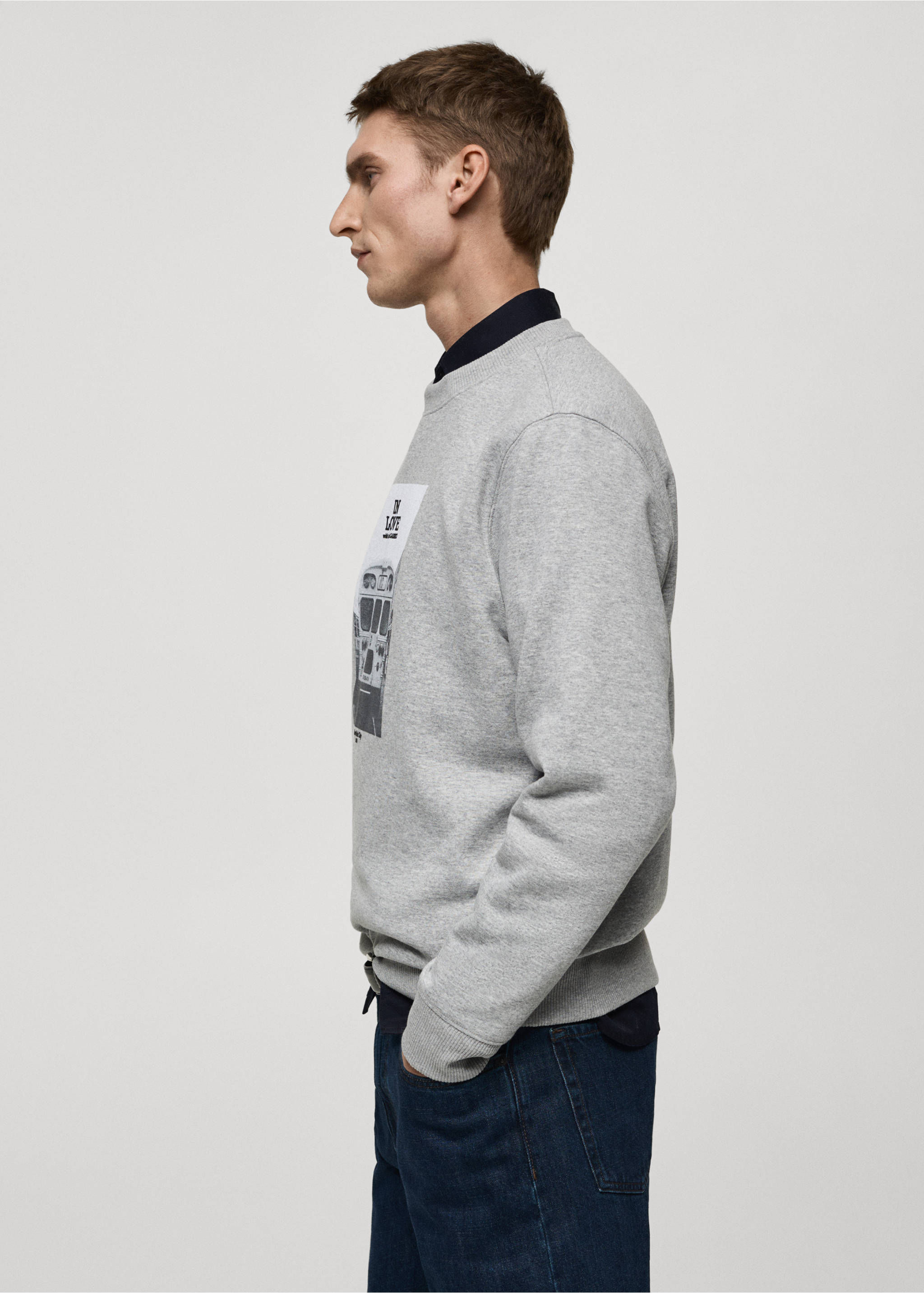 Graphic-print cotton sweatshirt - Details of the article 2, Dark Heather Grey. Ref: 87010641-00.