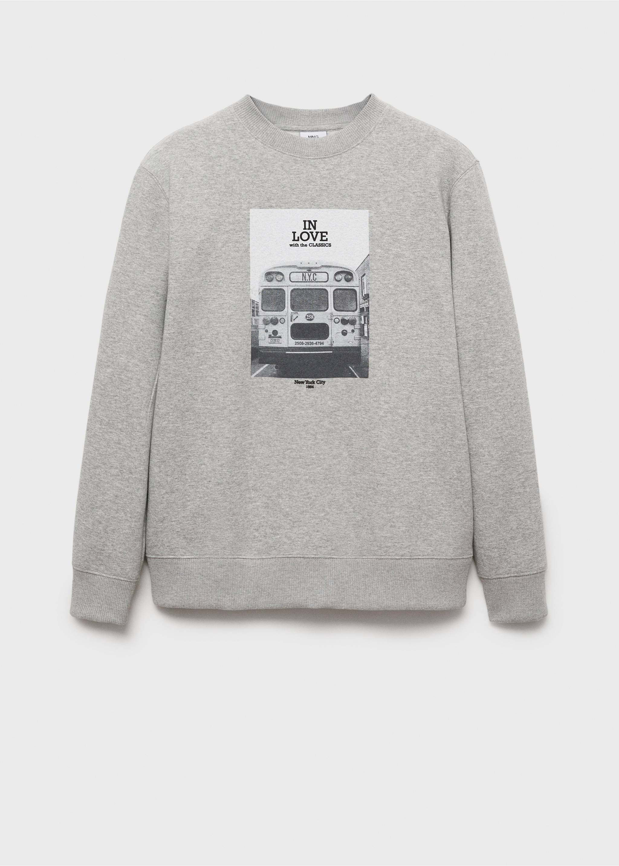 Sweat-shirt coton imprimé graphique - Article sans modèle, Gris chiné foncé. Ref: 87010641-00.