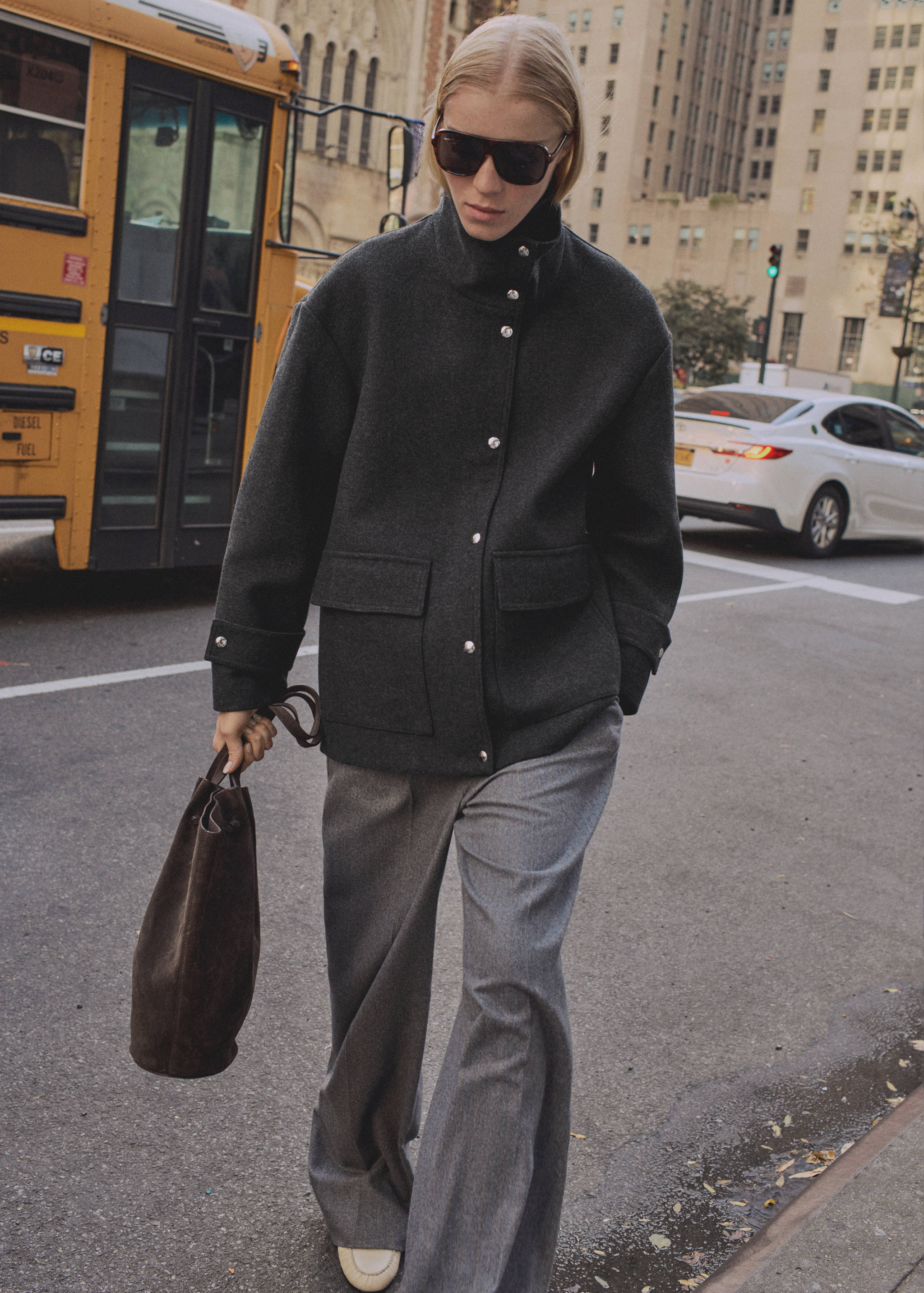 High neck midi wool coat - General plane