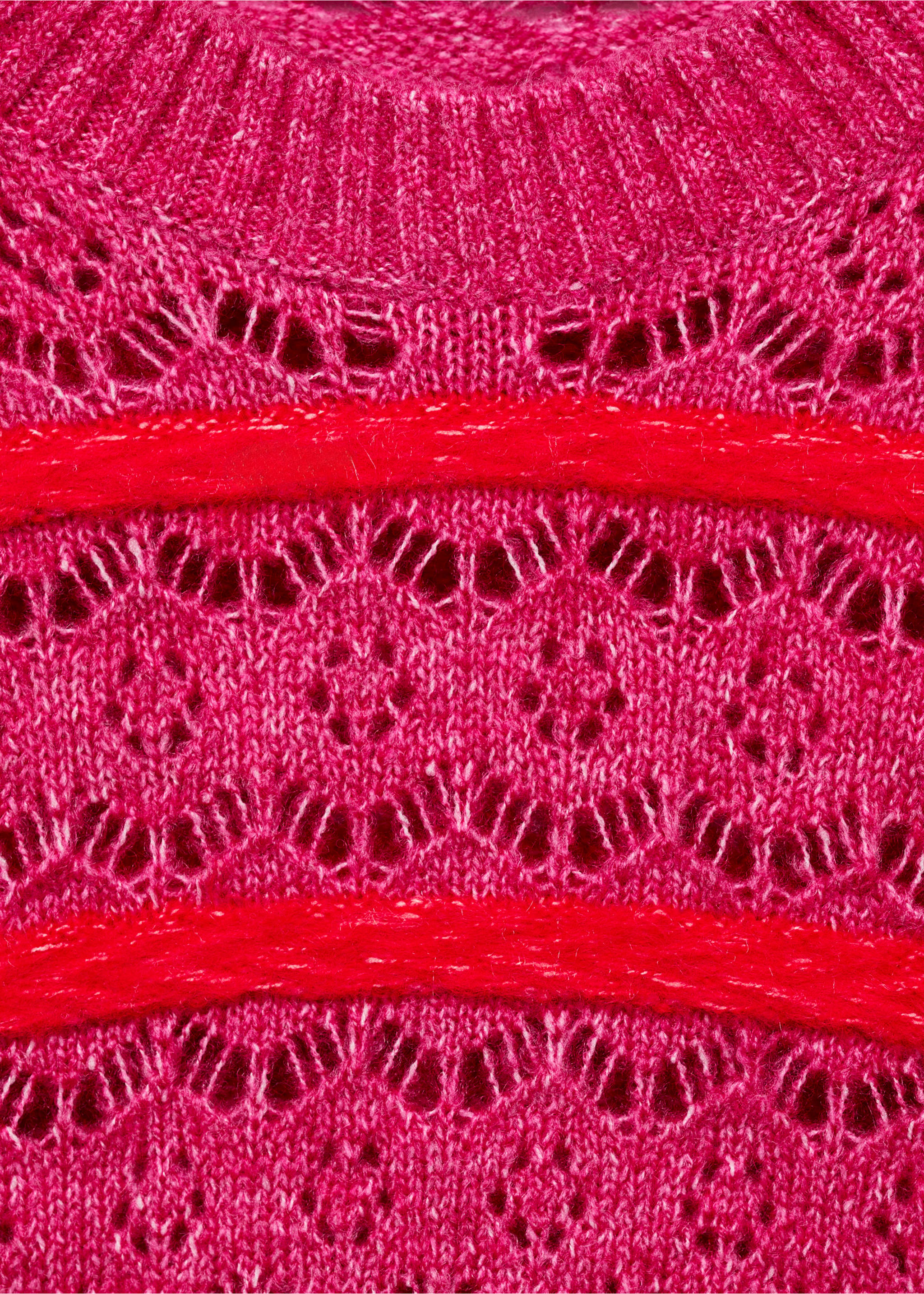 Two-tone sweater with lace design - Details of the article 8, Pastel Pink. Ref: 87010652-00.