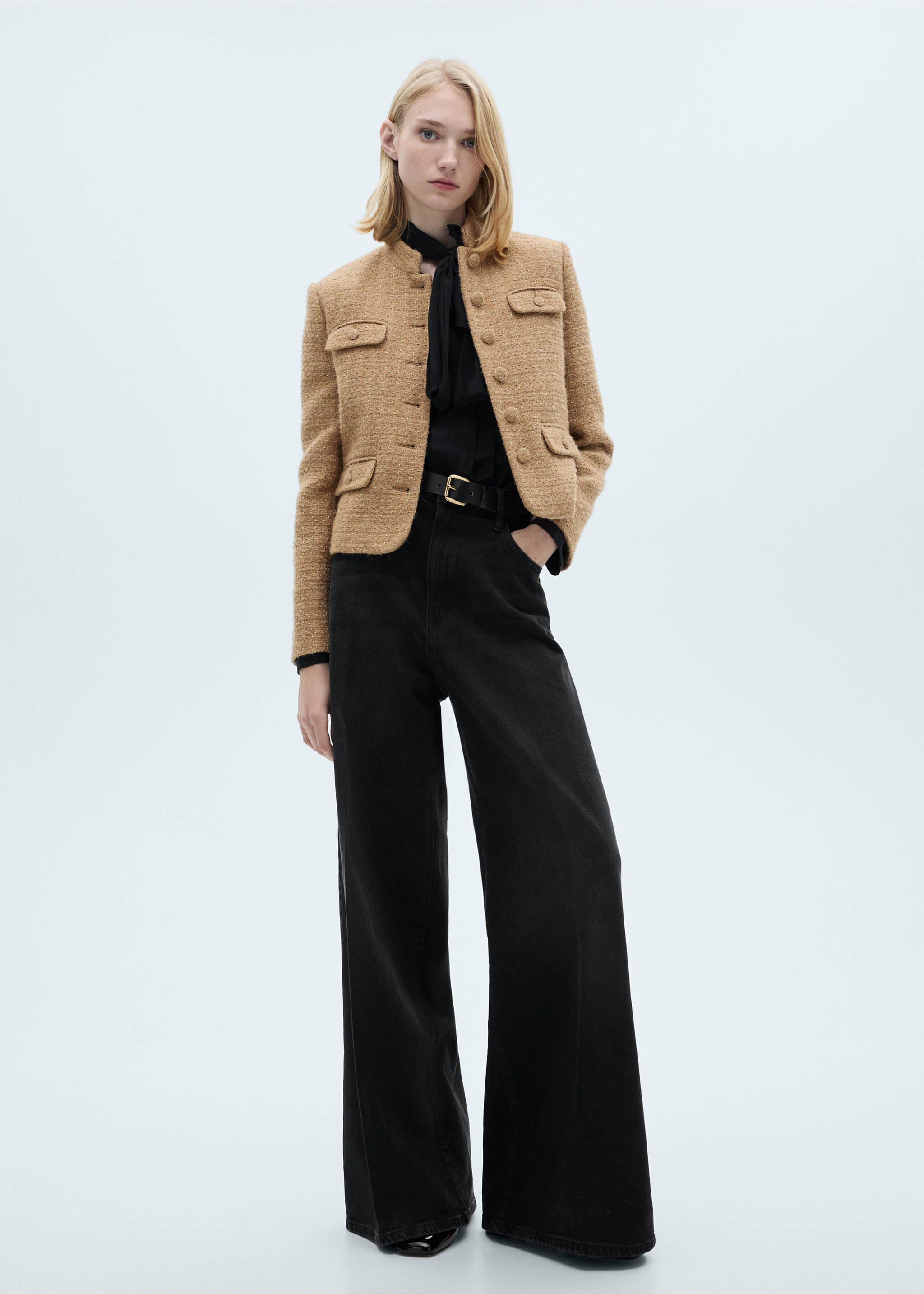 Tweedjacke mit Stehkragen - Allgemeine Ansicht, Mittelbraun. Ref: 87010654-00.