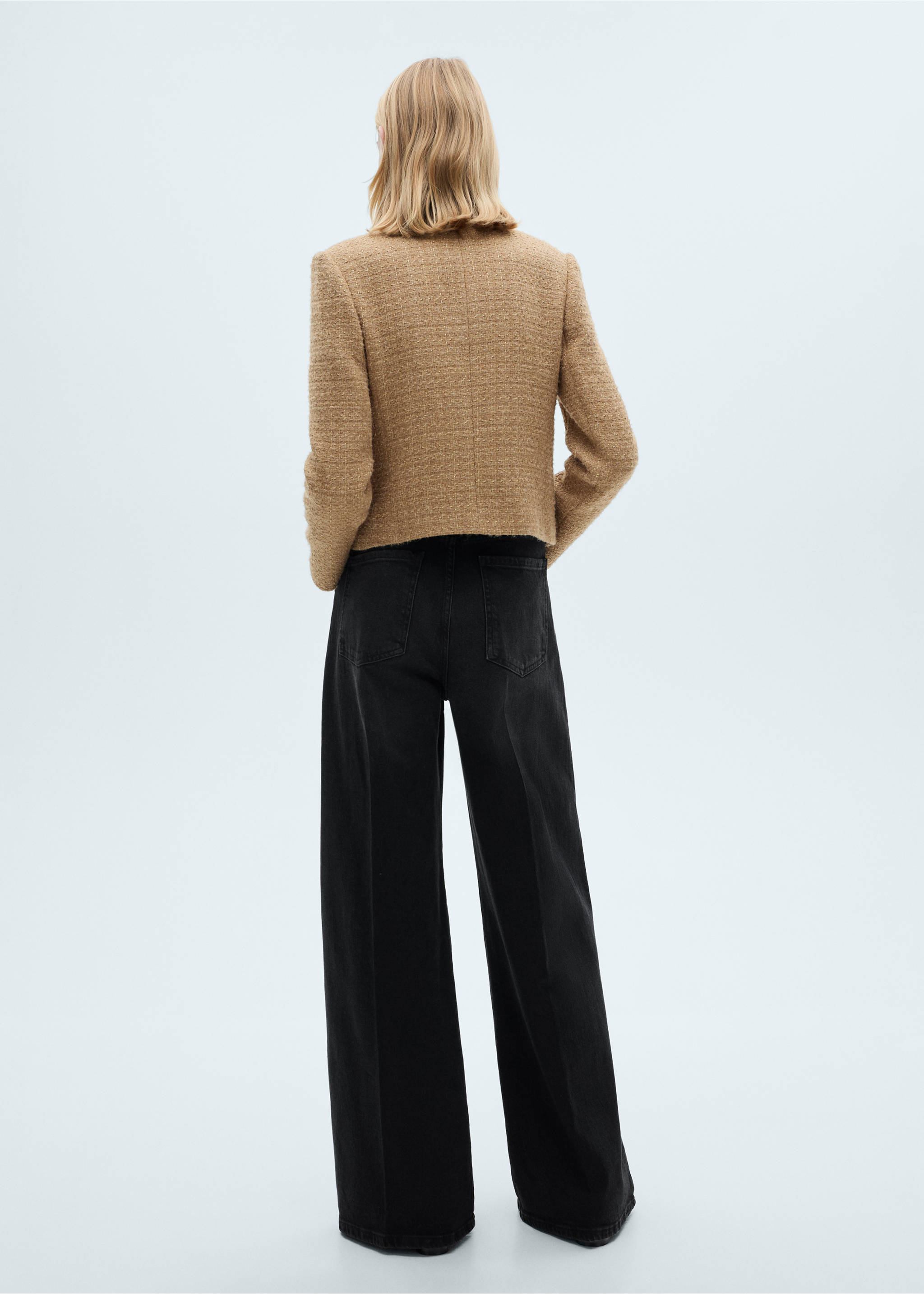 Tweedjacke mit Stehkragen - Rückseite des Artikels, Mittelbraun. Ref: 87010654-00.