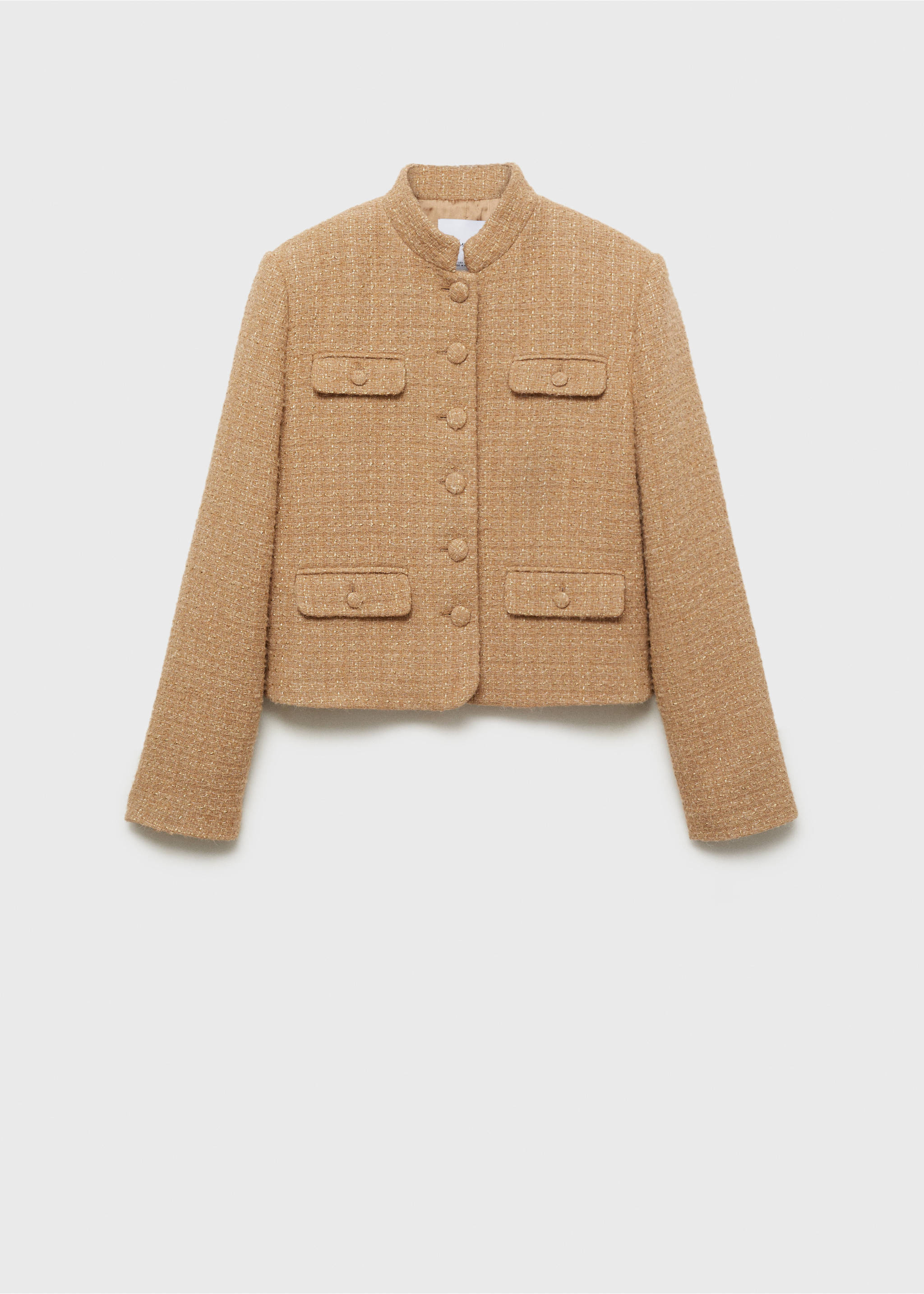 Veste tweed col officier - Article sans modèle, Marron moyen. Ref: 87010654-00.