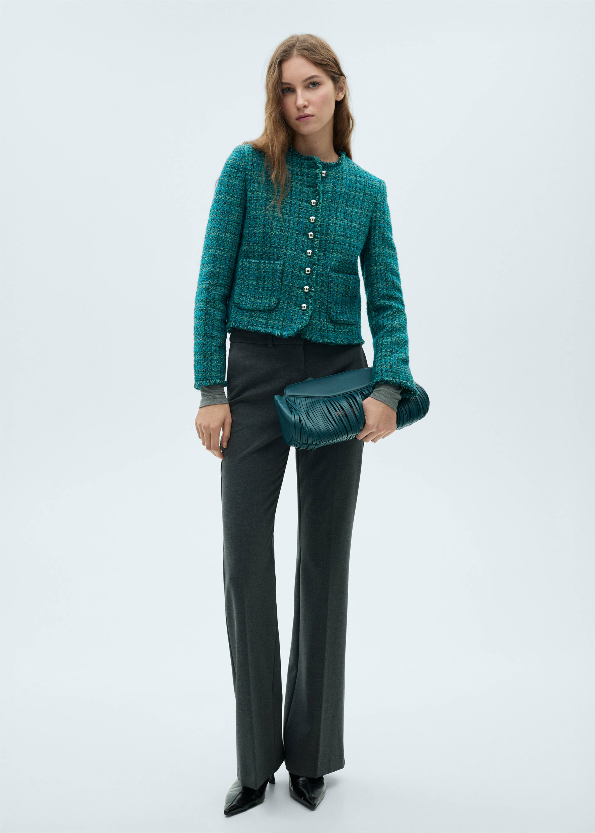 Pocket tweed jacket - General plane, Petrol Blue. Ref: 87010655-00.