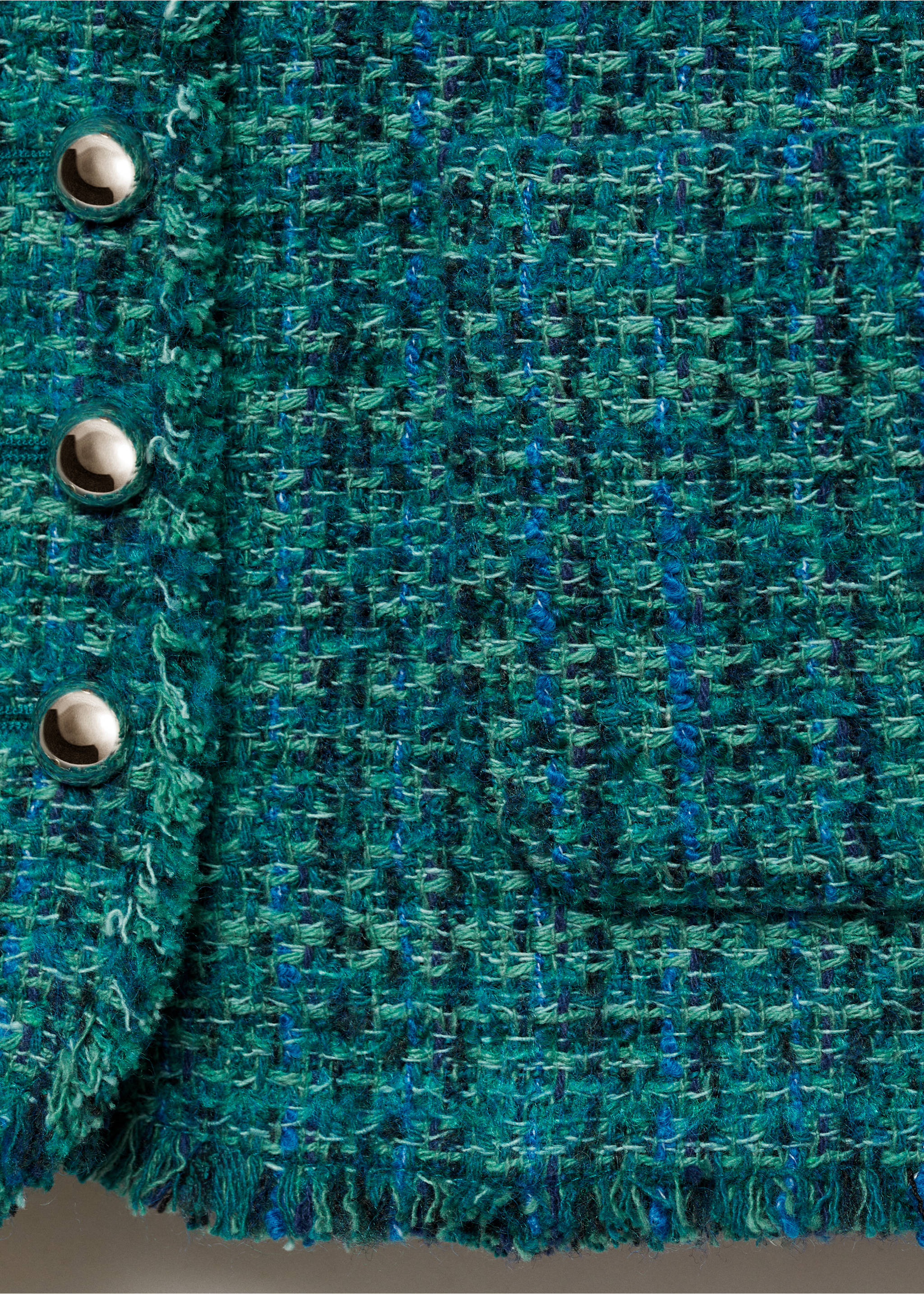 Pocket tweed jacket - Details of the article 8, Petrol Blue. Ref: 87010655-00.
