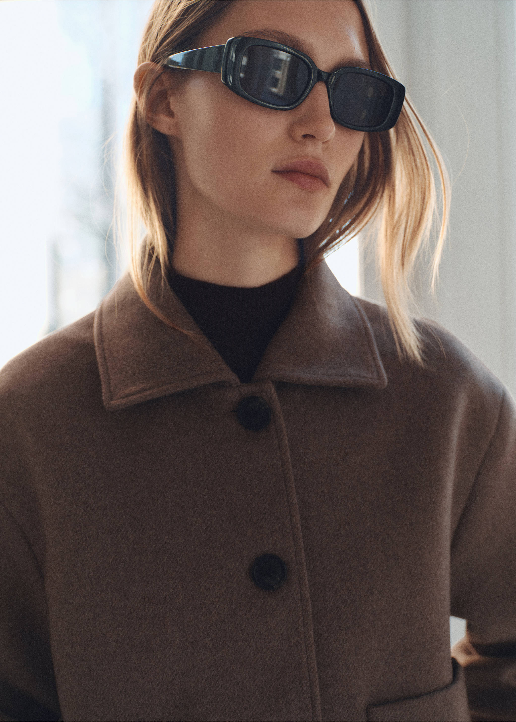 Wool jacket with pockets - Details of the article 1, Brown. Ref: 87010656-00.