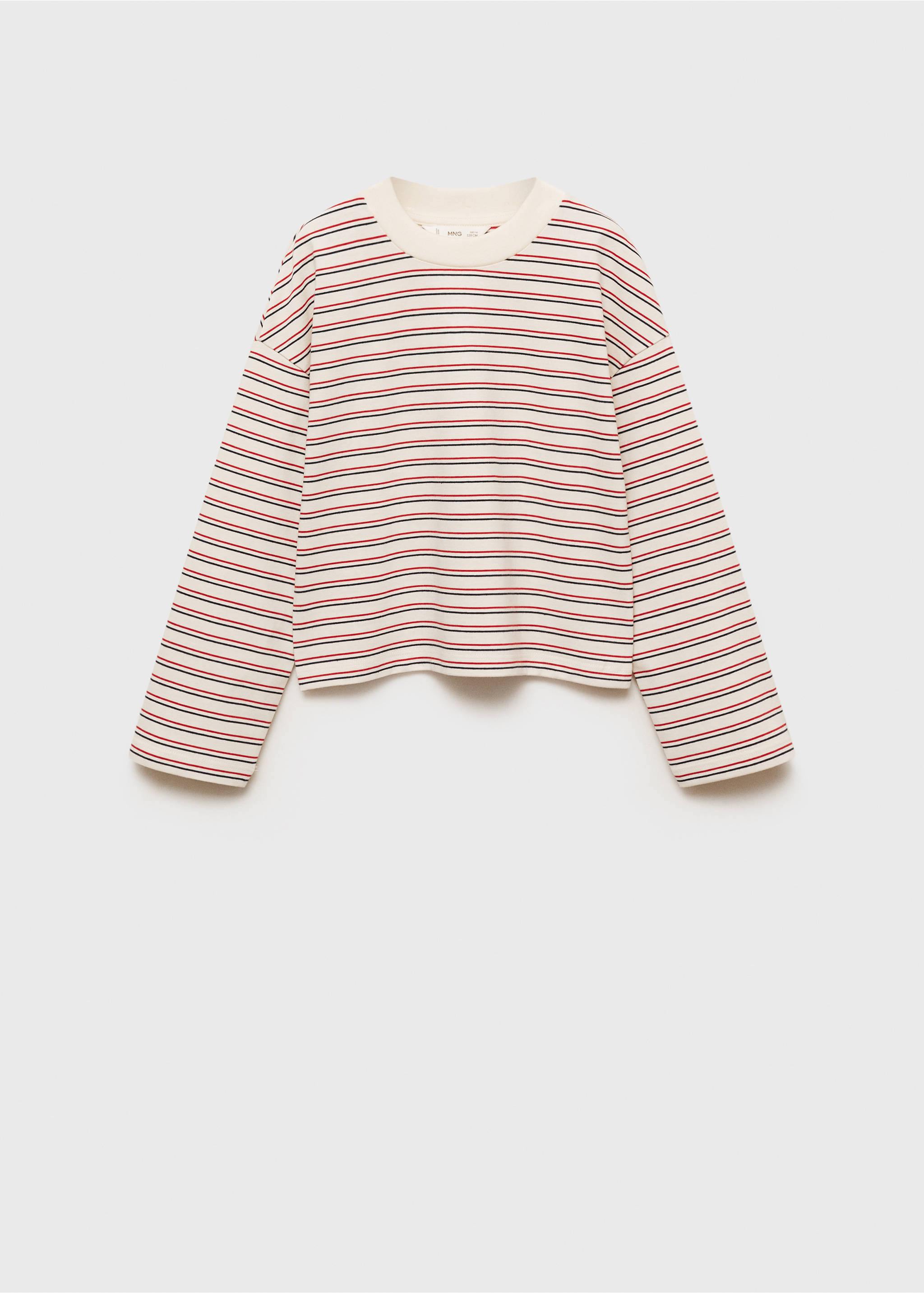 Gestreiftes Shirt mit Aufdruck - Artikel ohne Model, Ecru. Ref: 87010658-00.