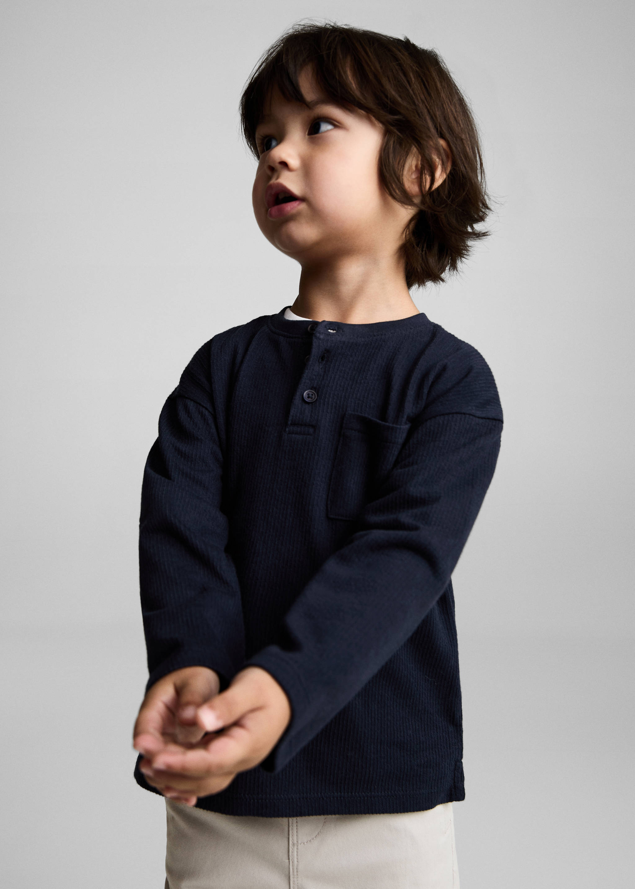 Buttoned long sleeve t-shirt - Medium plane