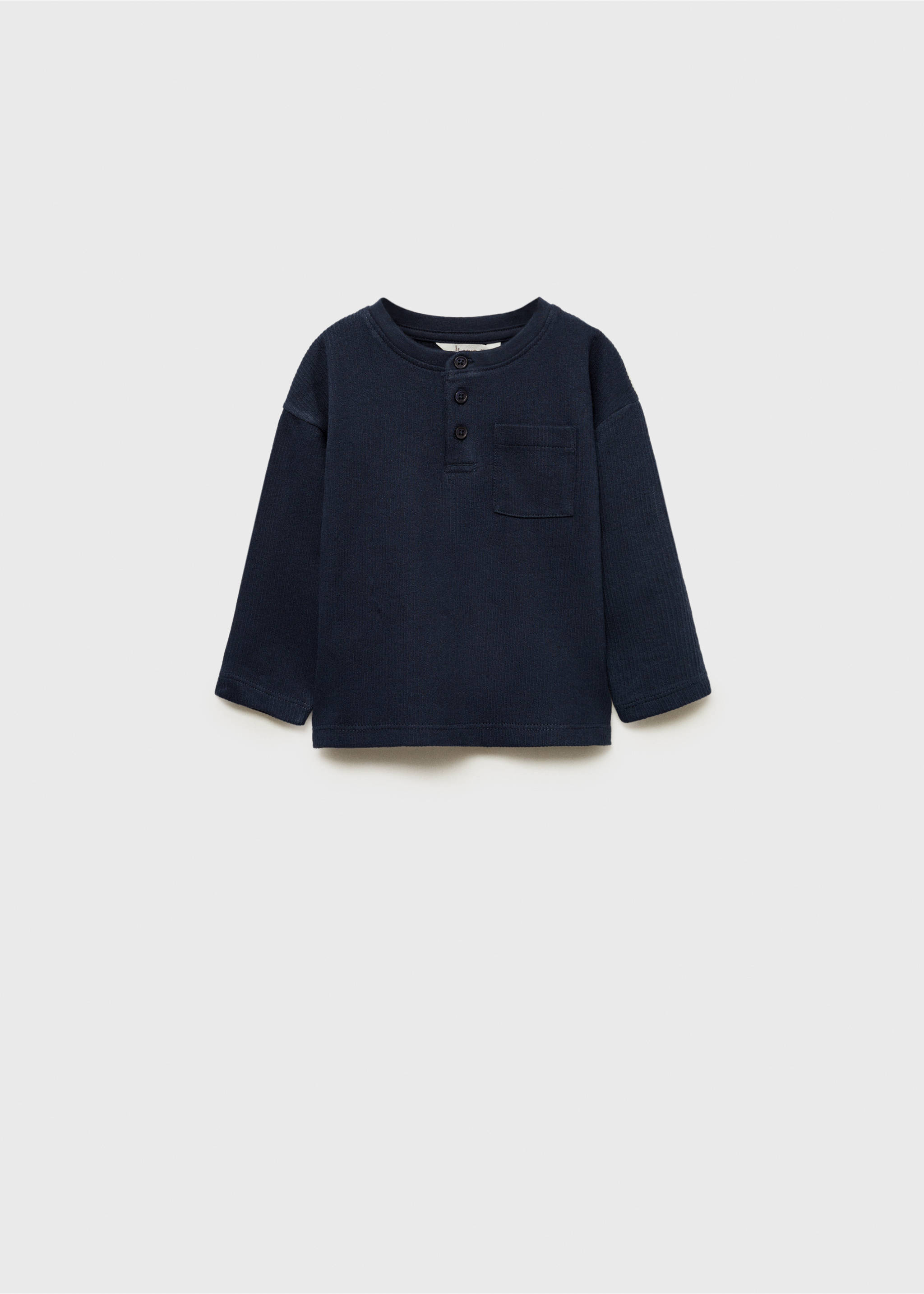 Buttoned long sleeve t-shirt - Article without model, Dark Navy. Ref: 87011049-00.
