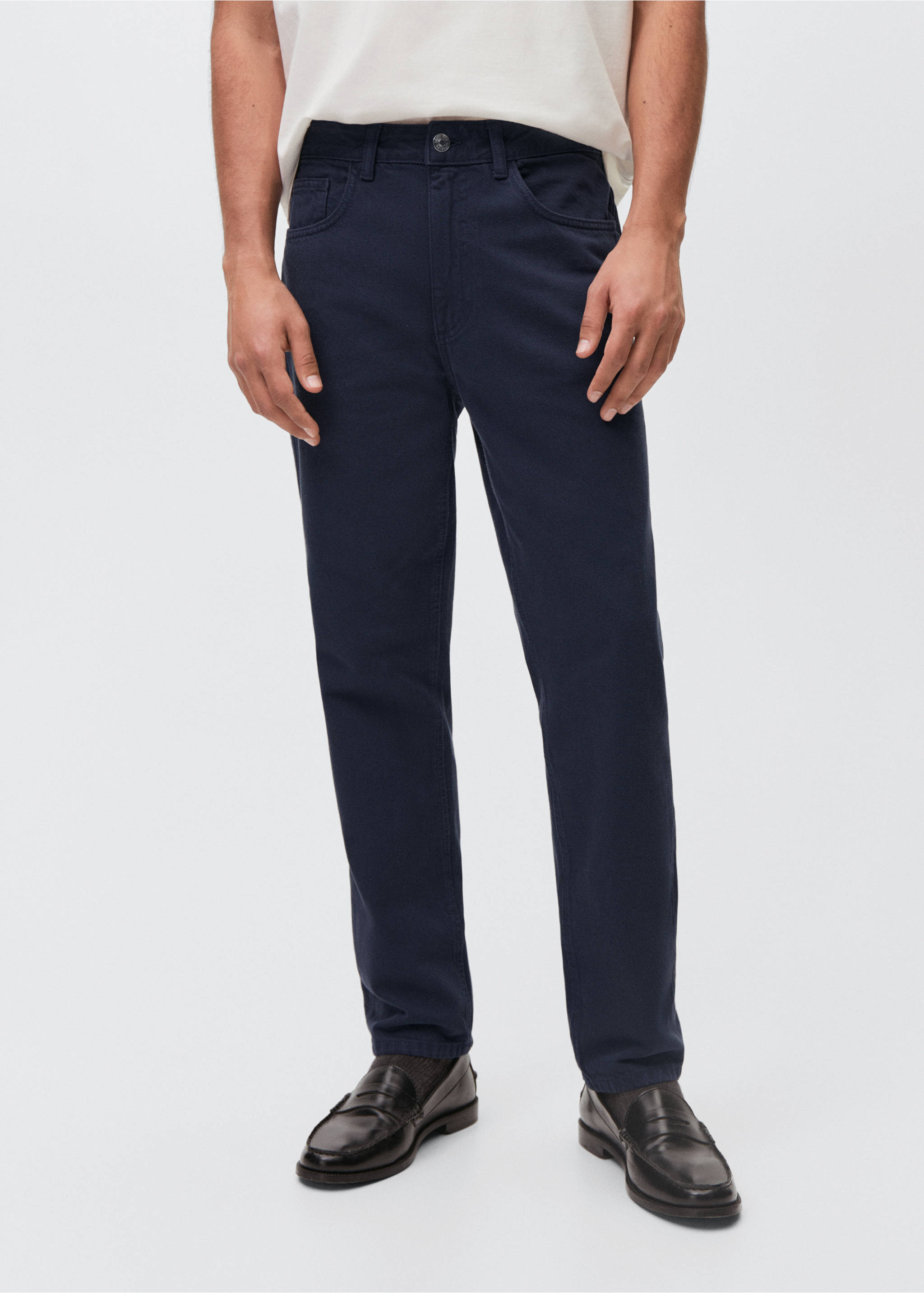 Slim Fit-Jeans - Mittlere Ansicht, Dunkles Marineblau. Ref: 87011053-00.