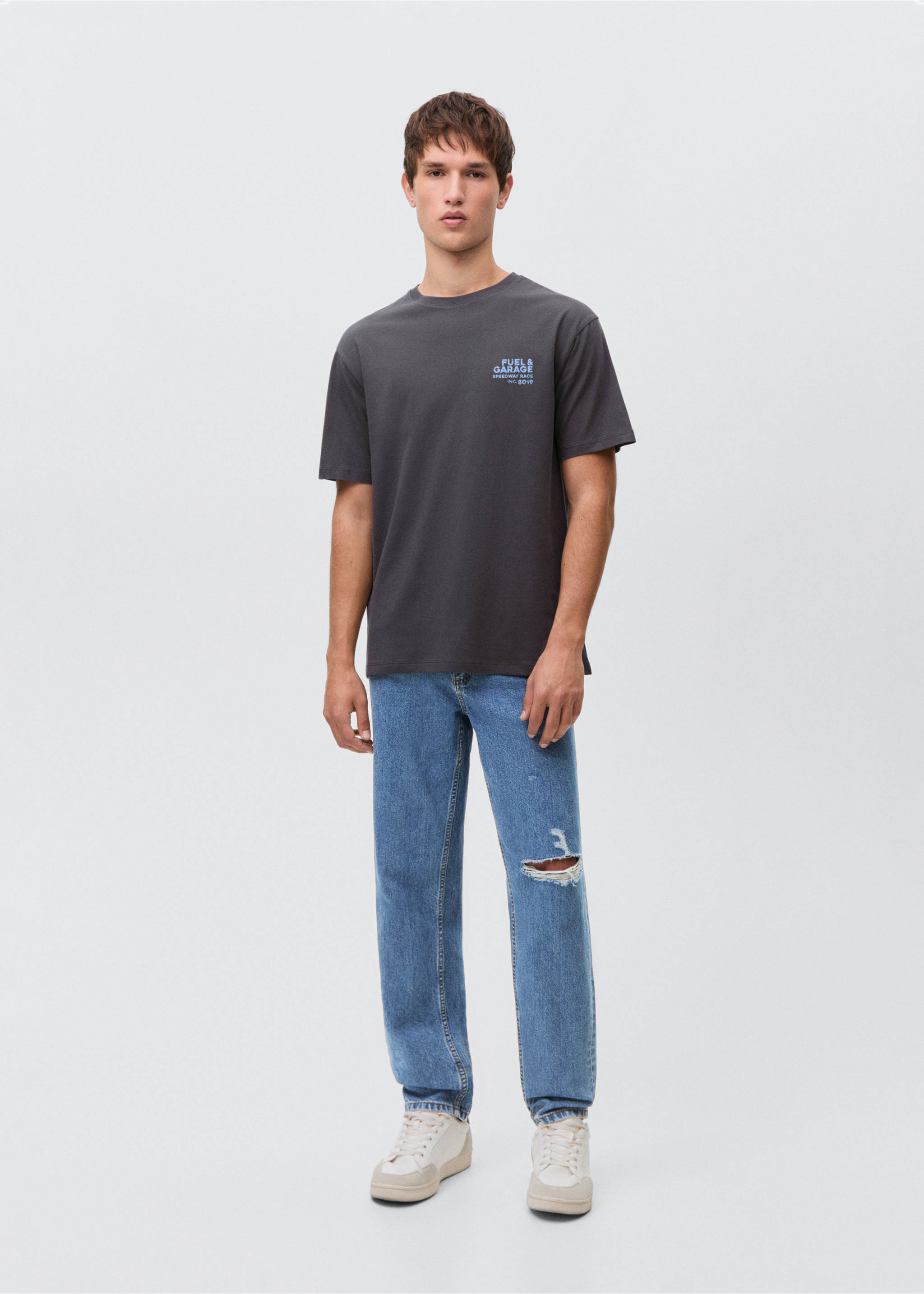 Jeans slim rotos - Plano general, Azul medio. Ref: 87011055-00.