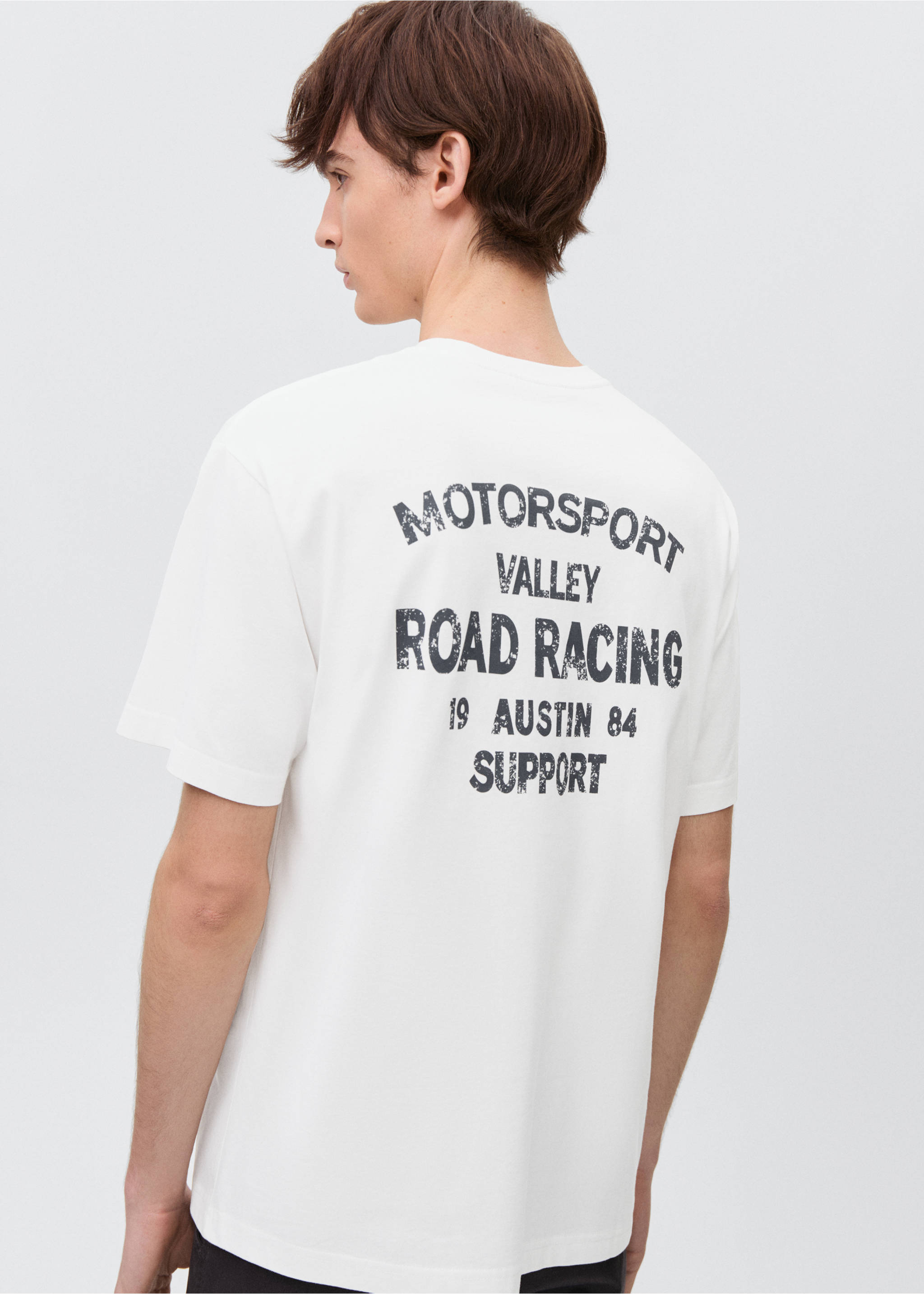 Bedrucktes Baumwoll-T-Shirt - Rückseite des Artikels, Cremeweiß. Ref: 87011060-00.