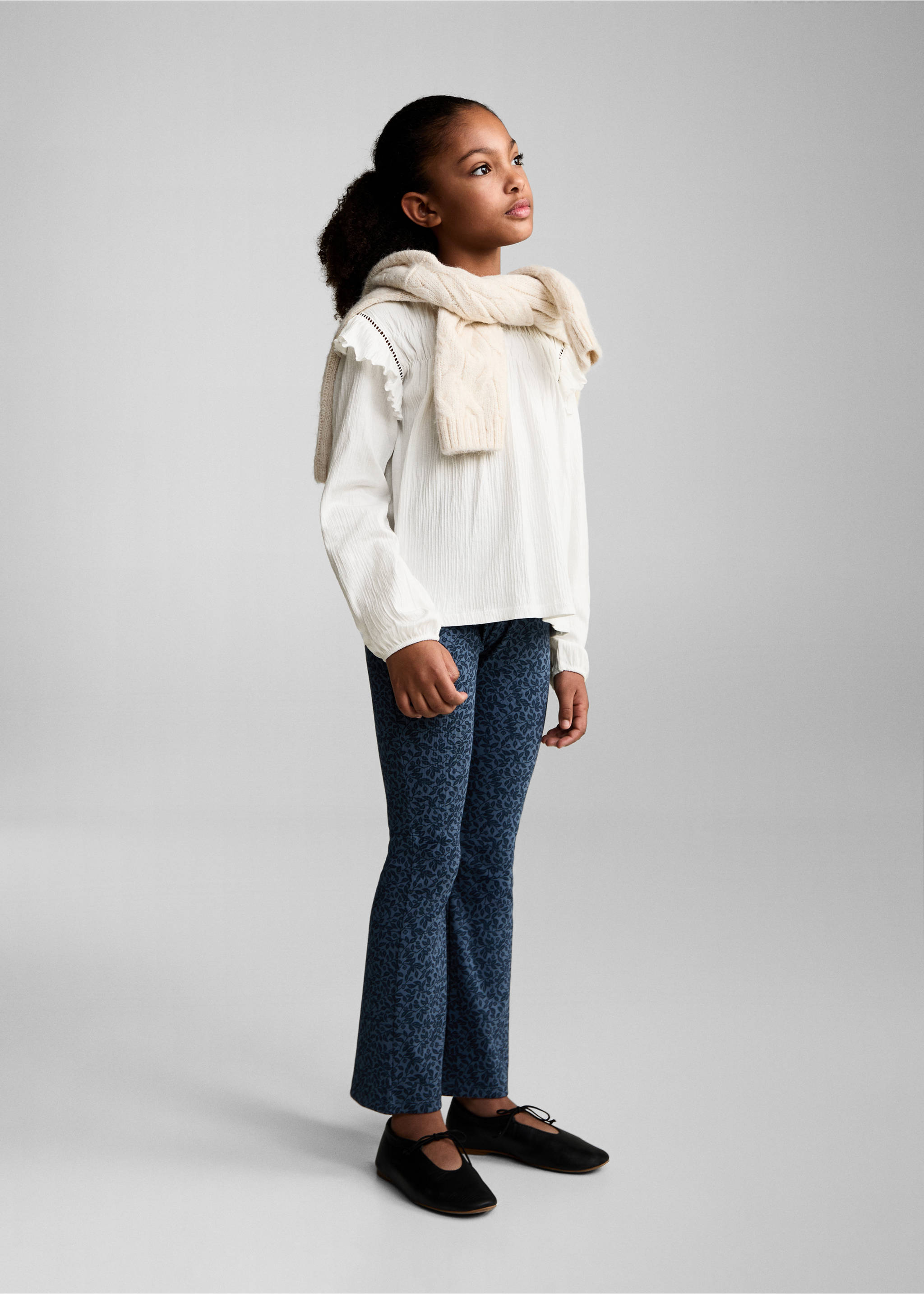 Ruffled sleeve T-shirt - General plane, Off White. Ref: 87011512-00.