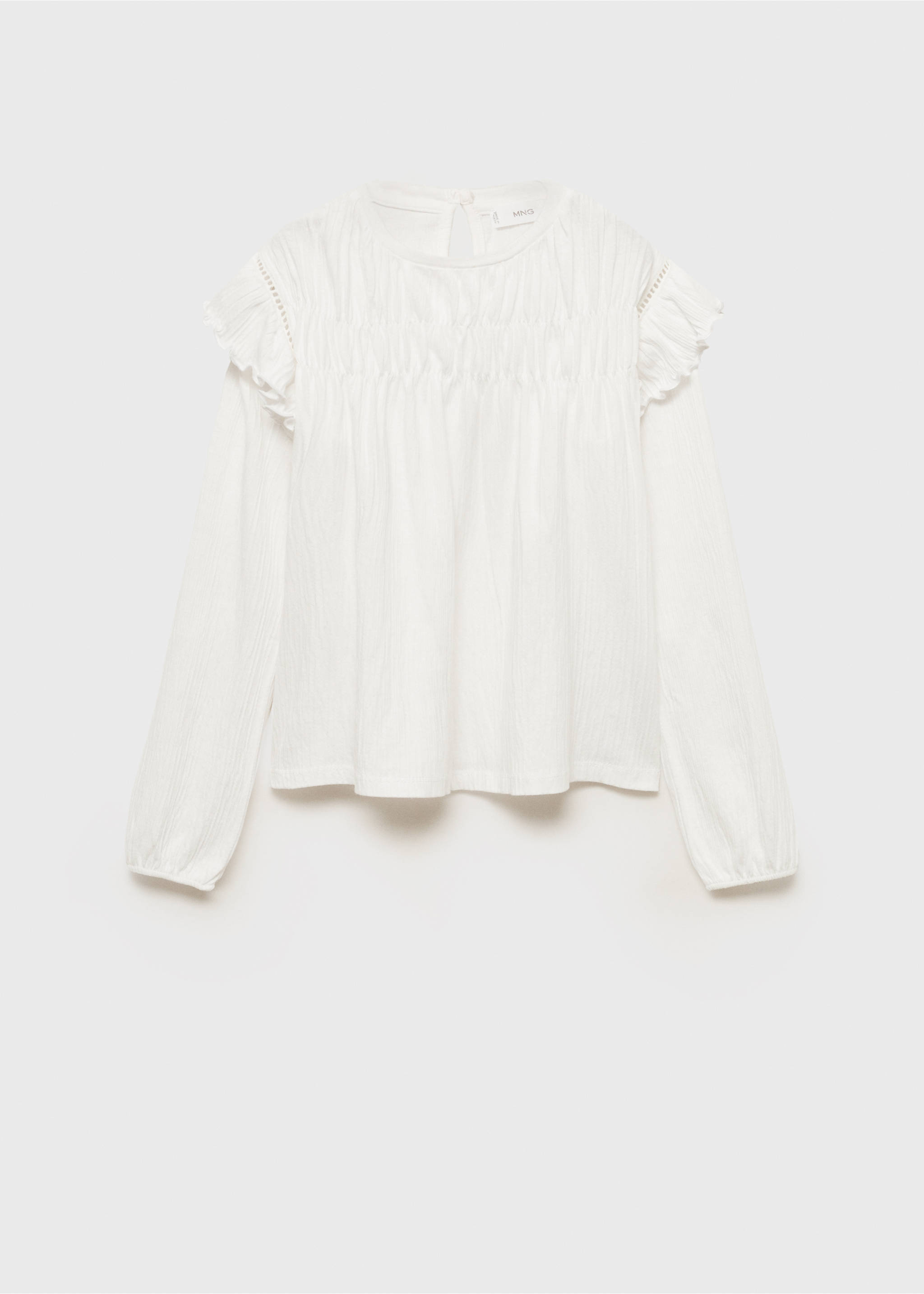 Ruffled sleeve T-shirt - Article without model, Off White. Ref: 87011512-00.