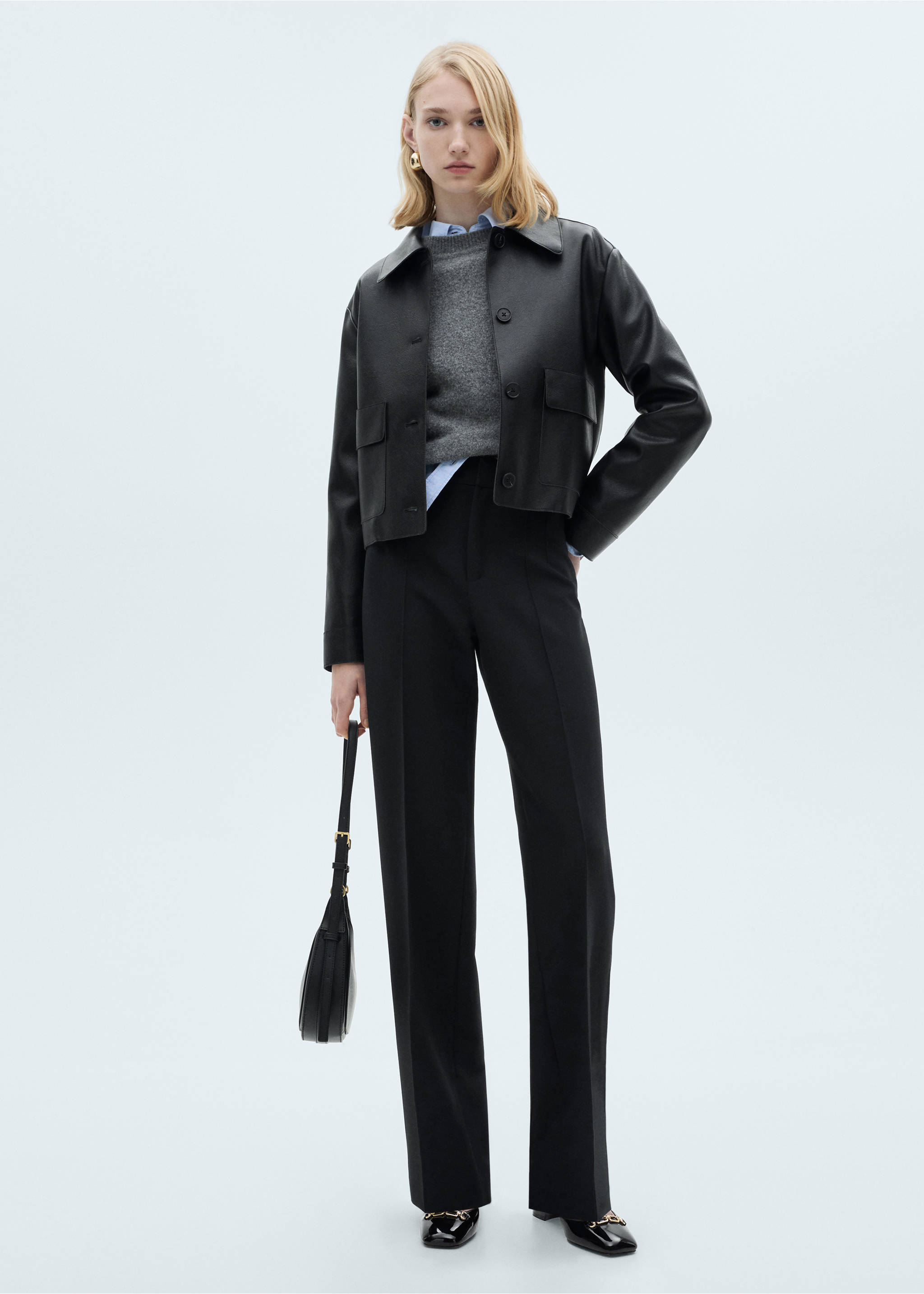 Straight-fit pleated trousers - General plane, Black. Ref: 87011513-00.