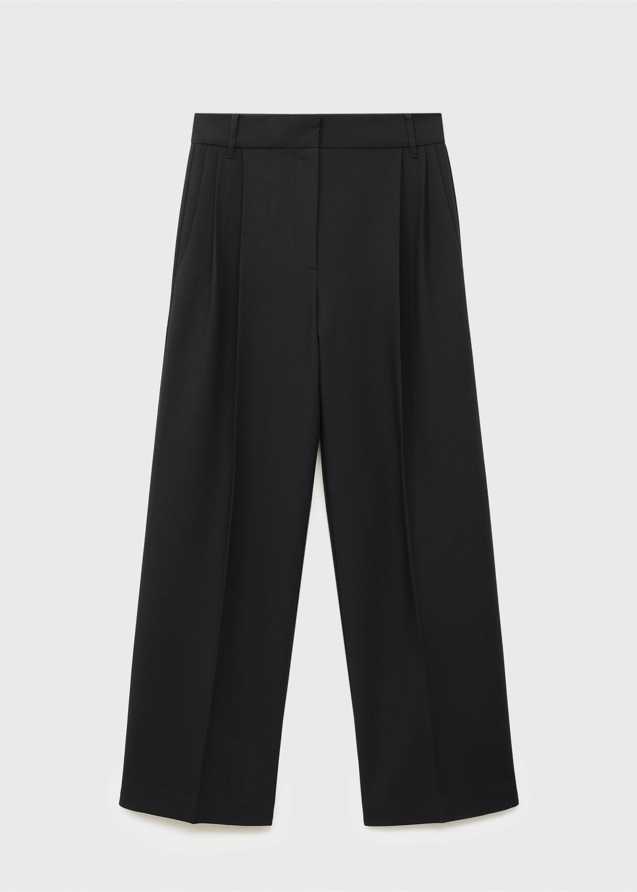 Straight-fit pleated trousers - Article without model, Black. Ref: 87011513-00.