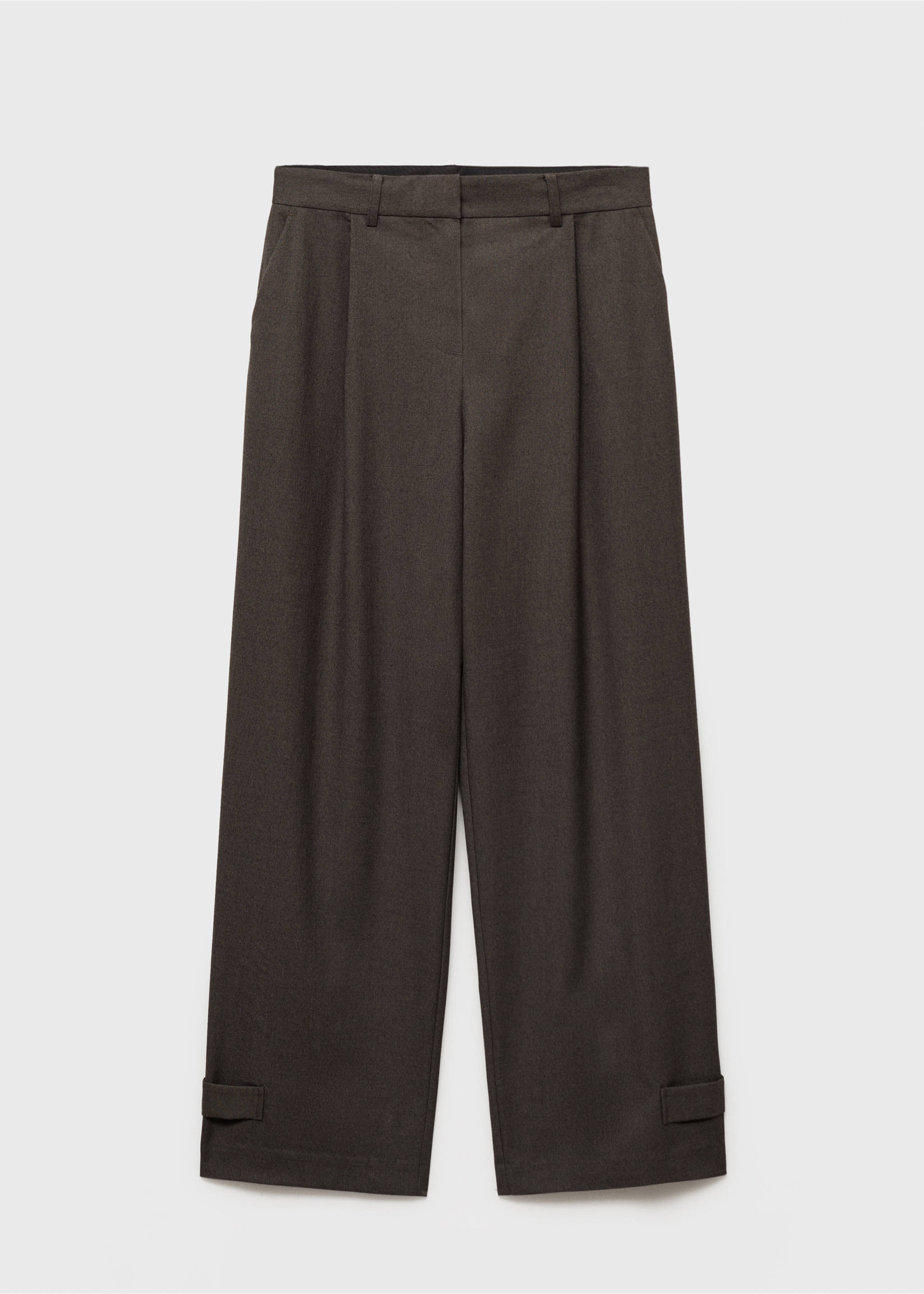 Buttoned-hem wide leg trousers - Article without model, Brown. Ref: 87011515-00.