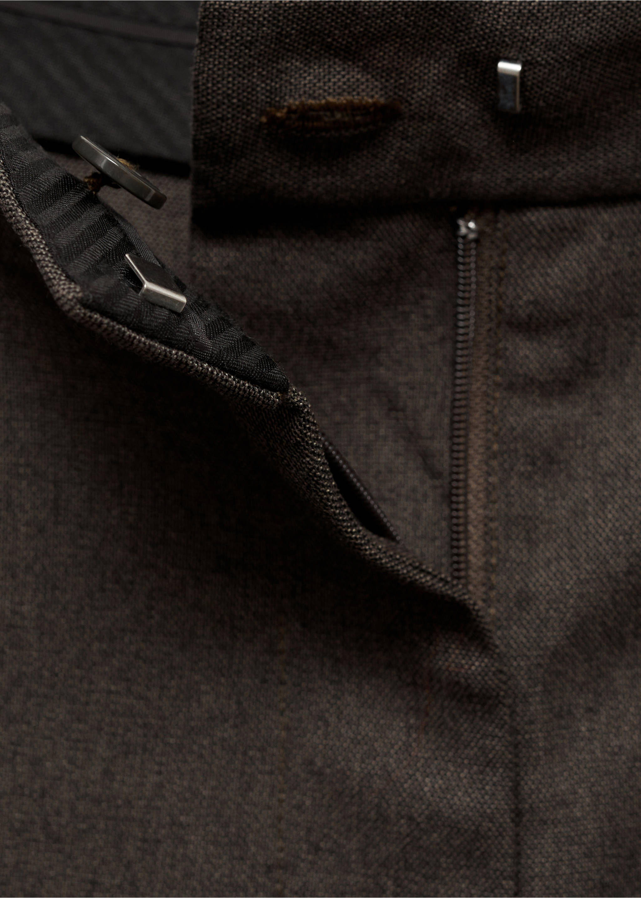 Buttoned-hem wide leg trousers - Details of the article 8, Brown. Ref: 87011515-00.