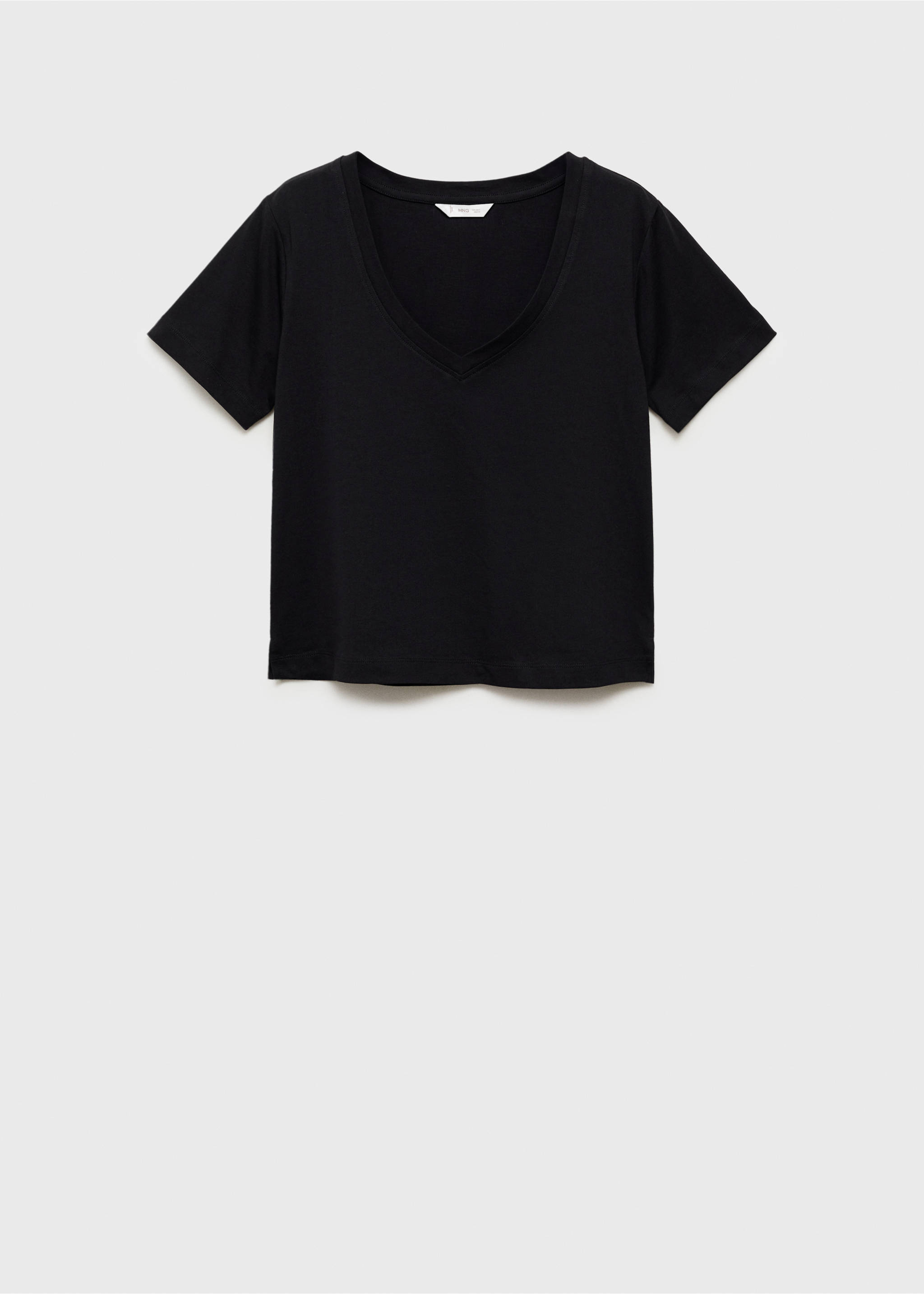 V-neck T-shirt - Article without model, Black. Ref: 87011518-00.