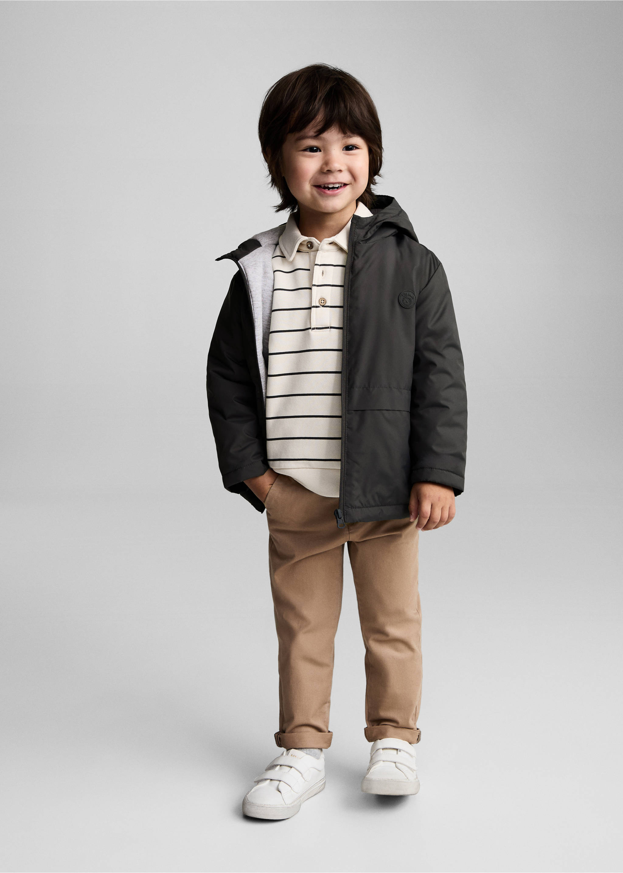 Gepolsterter Anorak mit Kapuze - Allgemeine Ansicht, Anthrazit. Ref: 87012025-00.