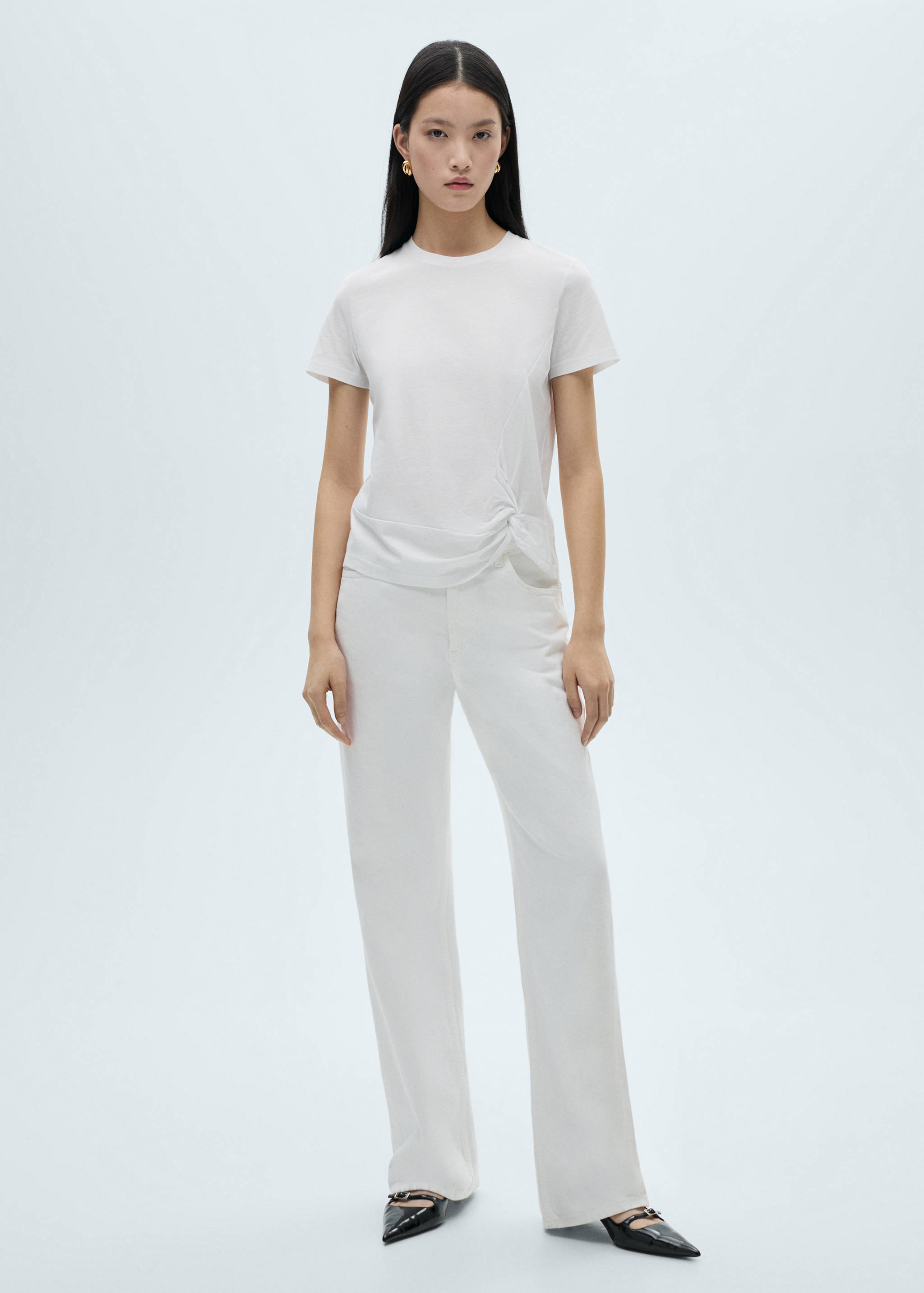 Cotton t-shirt with knot detail - General plane