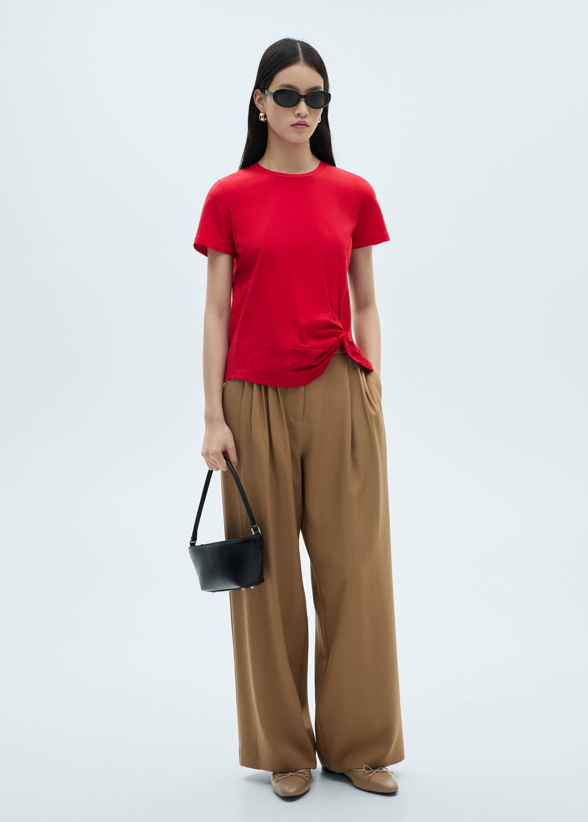 Cotton t-shirt with knot detail - General plane