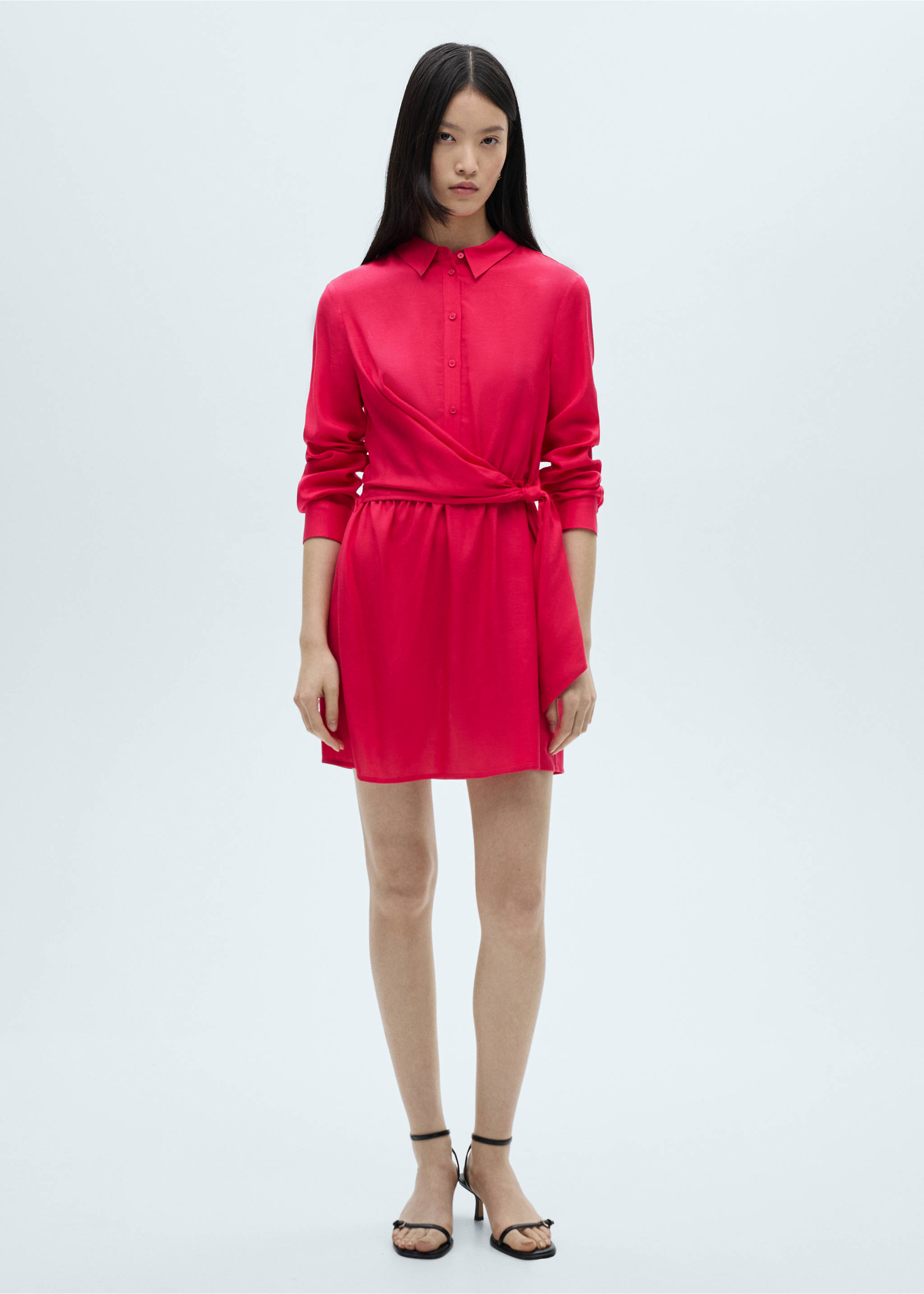 Knot detail shirt dress - General plane, Red. Ref: 87012534-00.