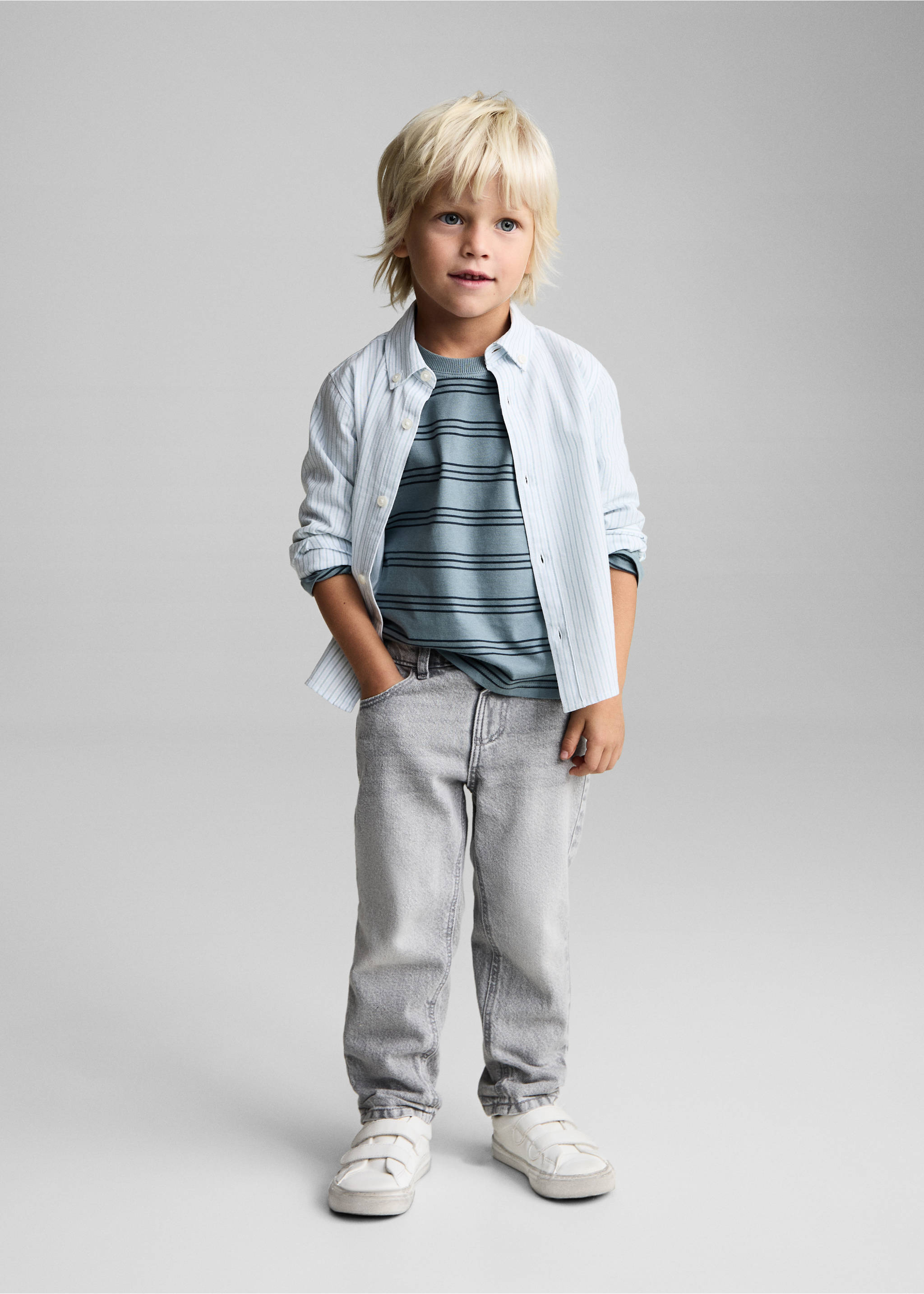 Striped cotton shirt - General plane, Aqua Green. Ref: 87012536-00.