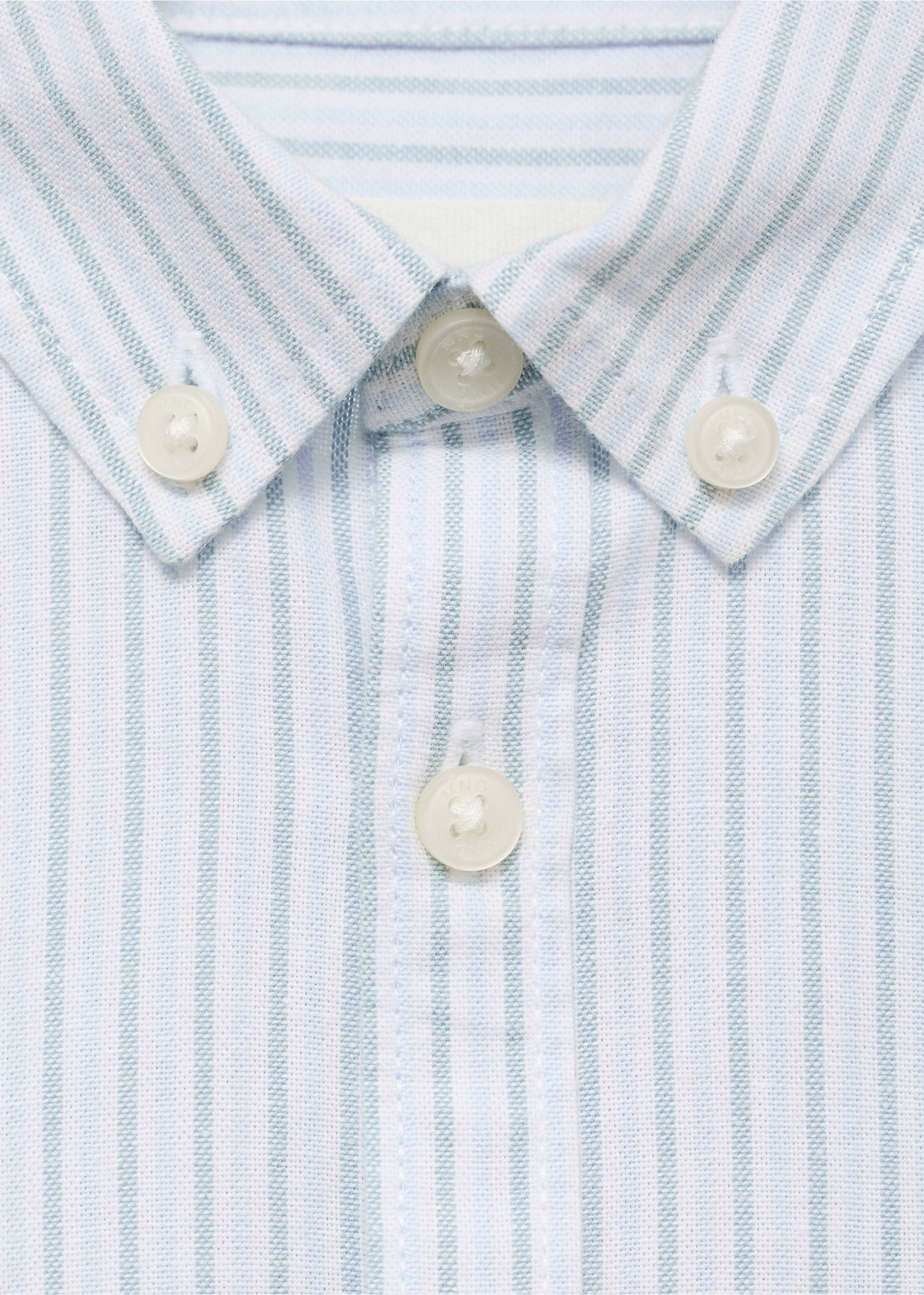 Striped cotton shirt - Details of the article 8, Aqua Green. Ref: 87012536-00.