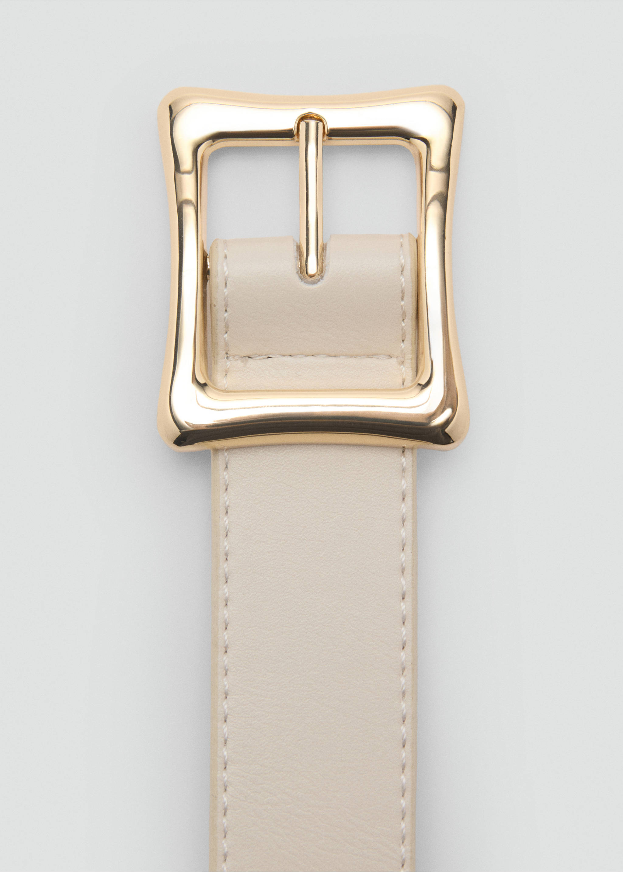 Square buckle belt - Details of the article 1, Ecru. Ref: 87012538-00.