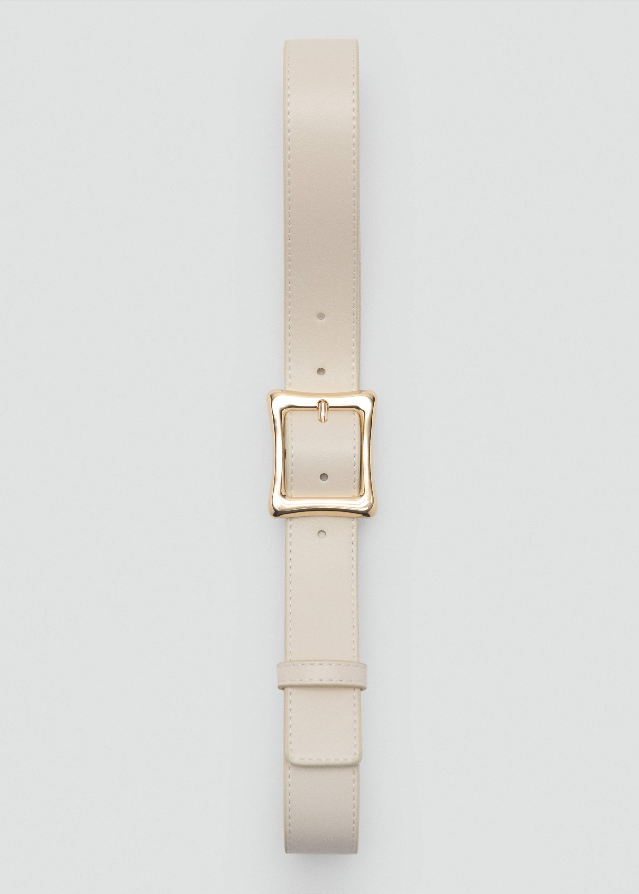 Square buckle belt - Details of the article 2, Ecru. Ref: 87012538-00.