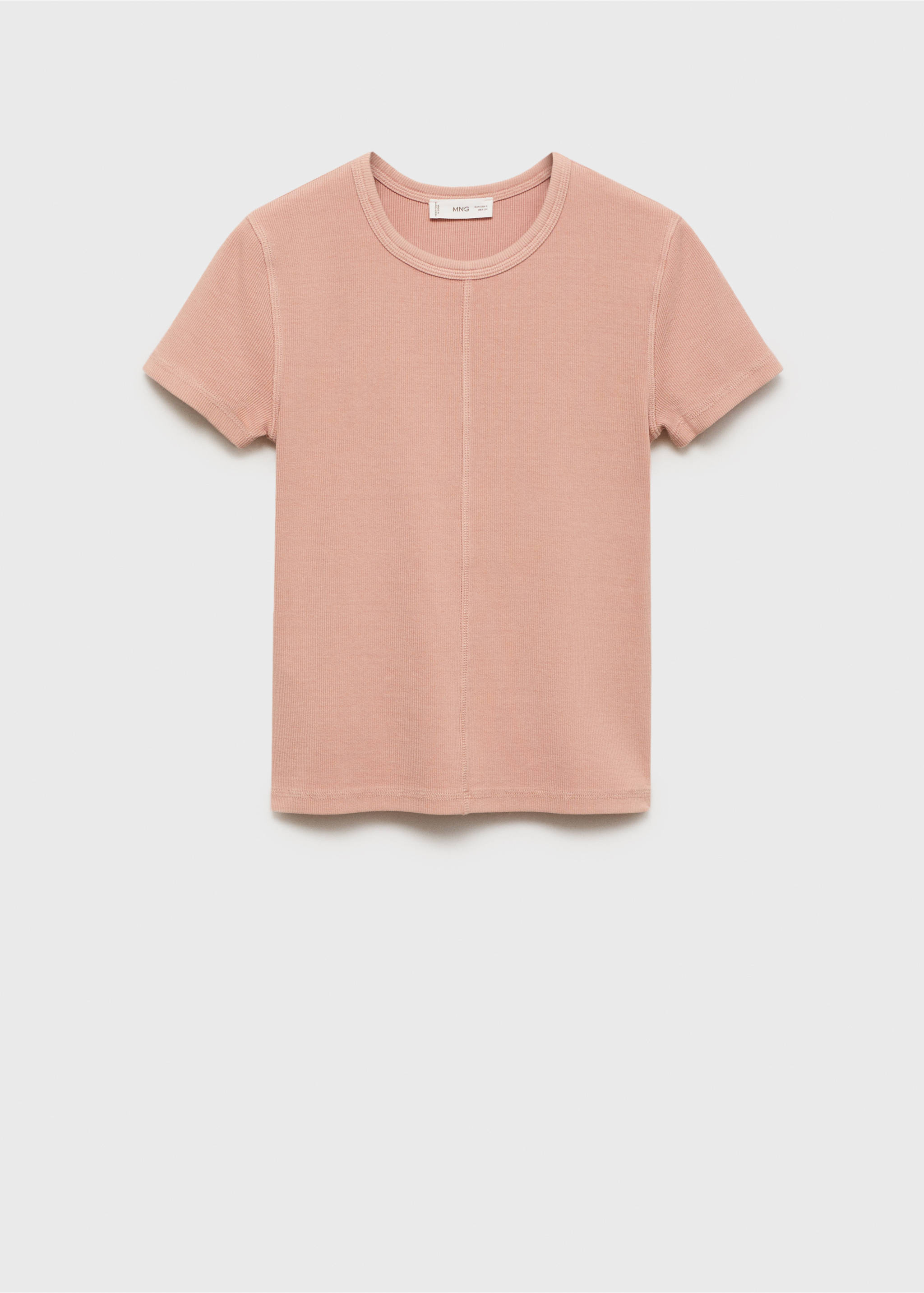 Ribbed crop T-shirt - Article without model, Pale Pink. Ref: 87012540-00.