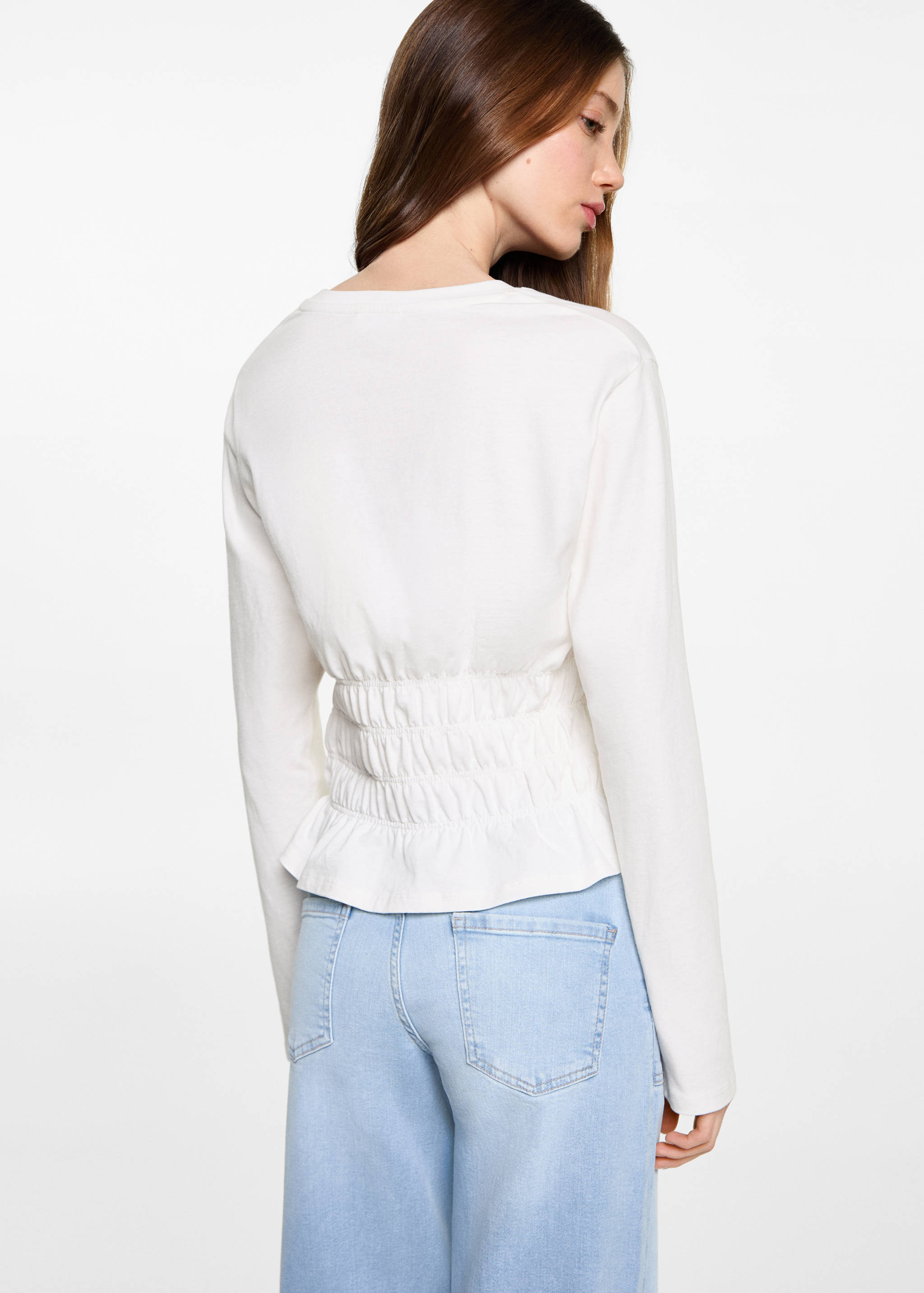 T-shirt with gathered waist - Reverse of the article, Off White. Ref: 87012541-00.