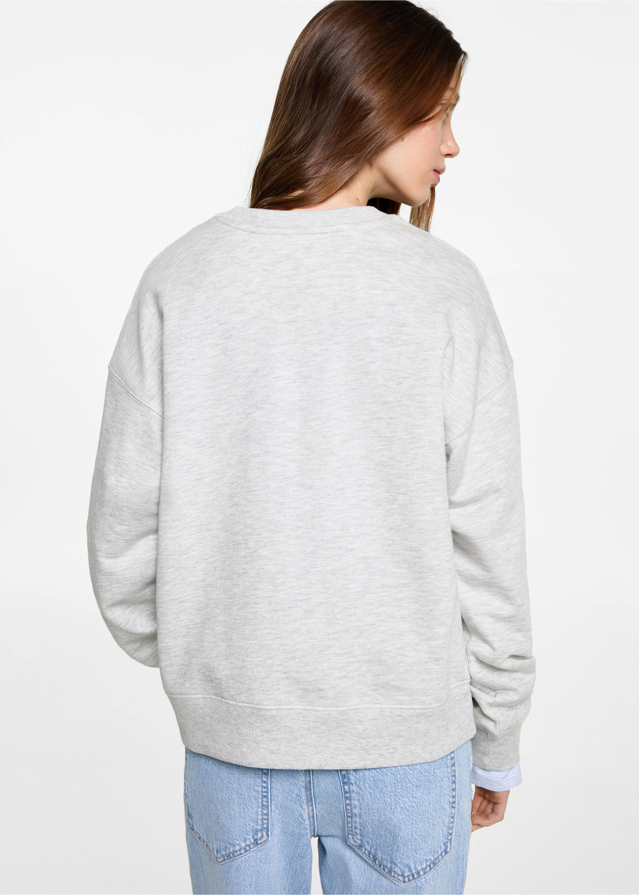 Printed cotton sweatshirt - Reverse of the article, Light Heather Grey. Ref: 87012542-00.