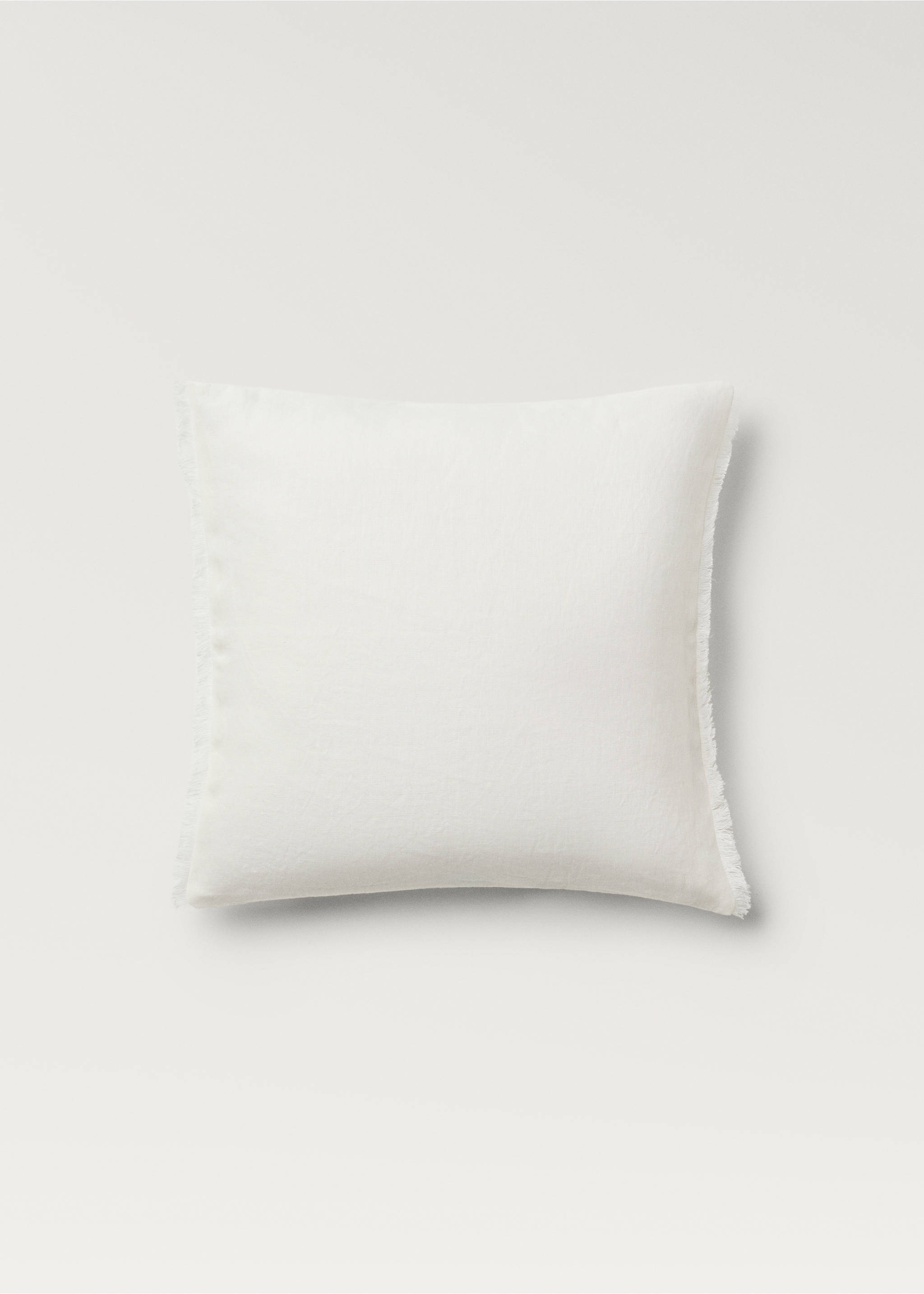 Housse de coussin lin à franges 50x50 cm - Article sans modèle, Blanc cassé. Ref: 87012899-00.
