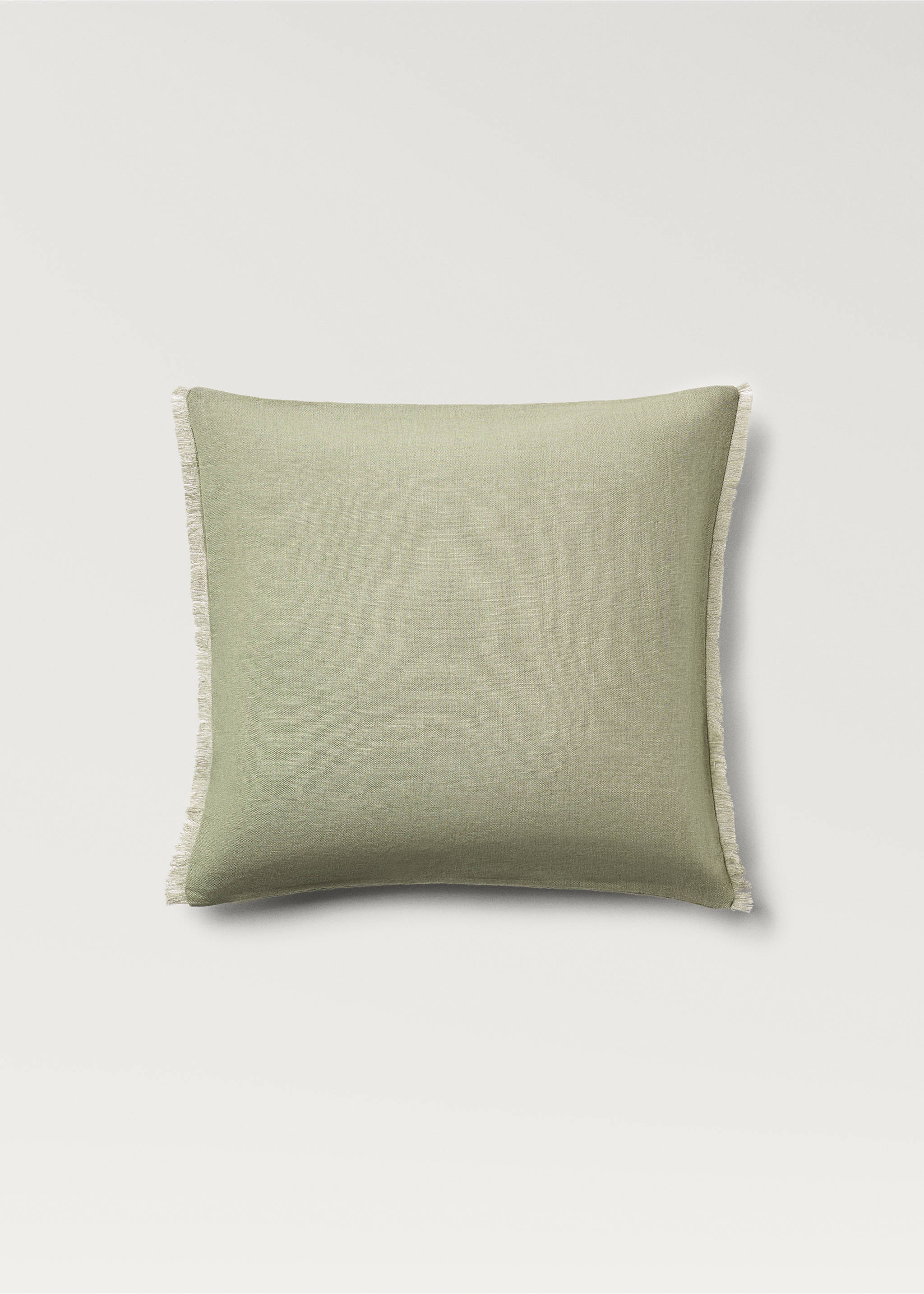 Housse de coussin lin à franges 50x50 cm - Article sans modèle, Vert menthe. Ref: 87012899-00.