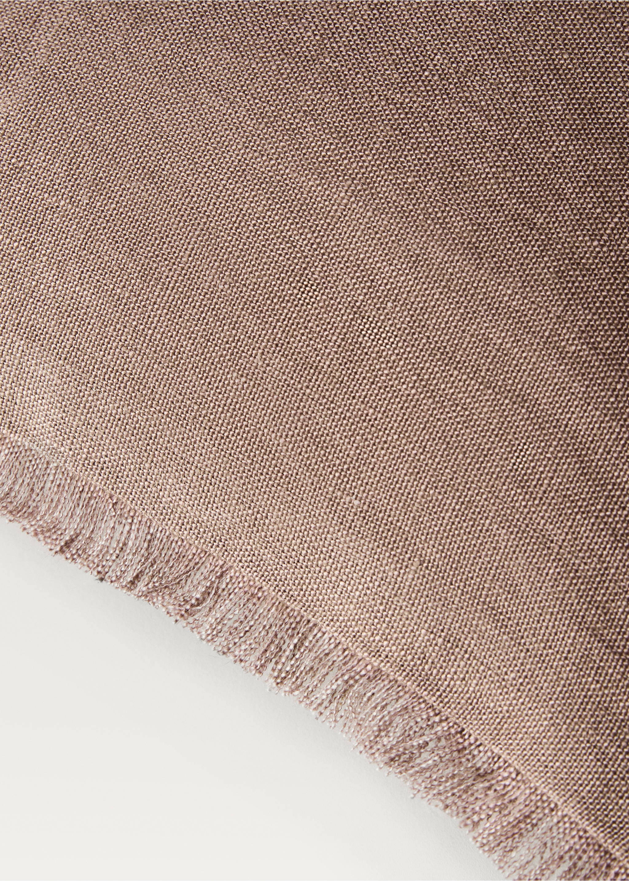 Linen cushion cover with fringes 50x50 cm - Details of the article 1, Light/Pastel Brown. Ref: 87012899-00.