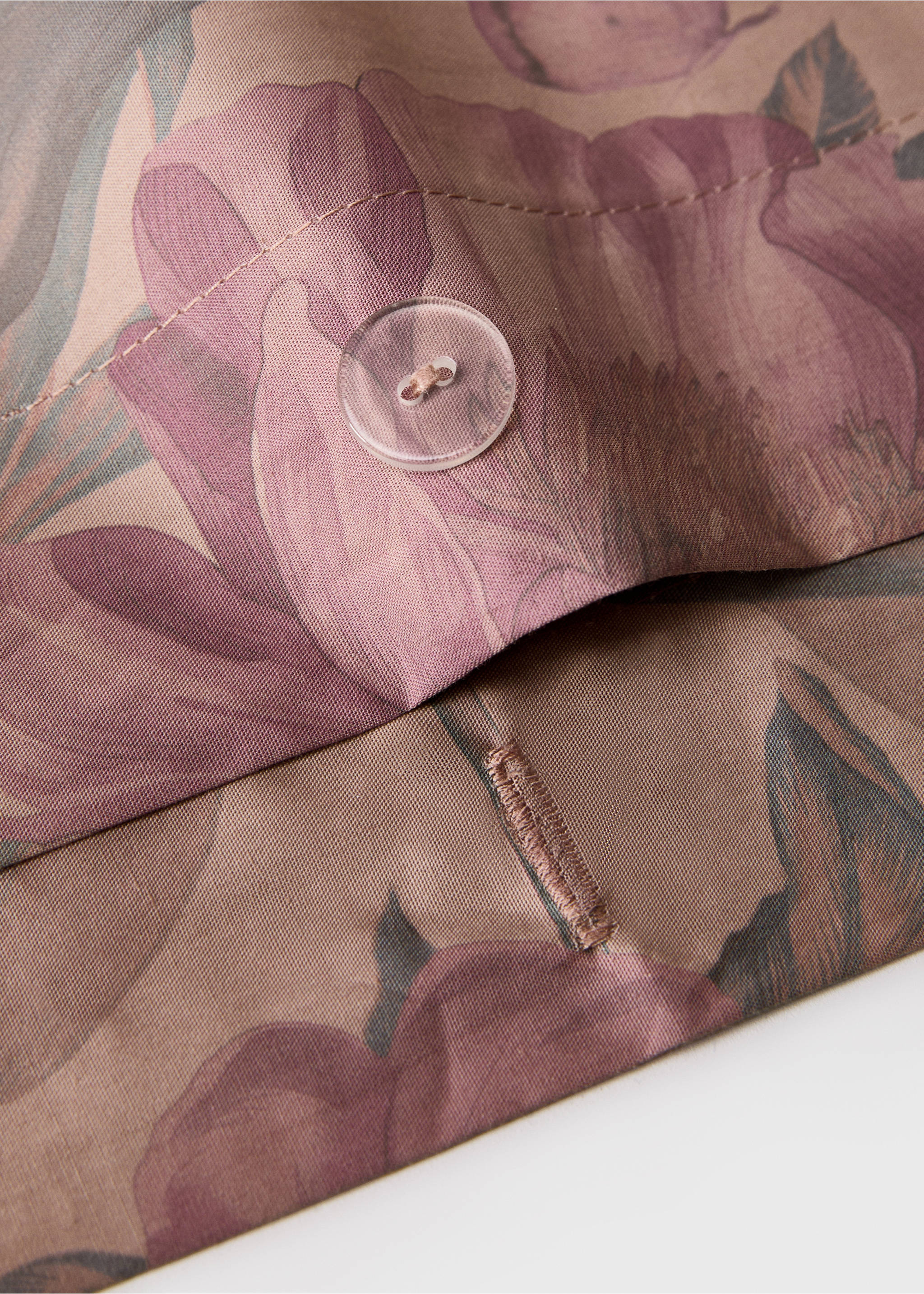 Cotton percale multi-coloured floral-print duvet cover King bed - Details of the article 1, Pink. Ref: 87012916-00.