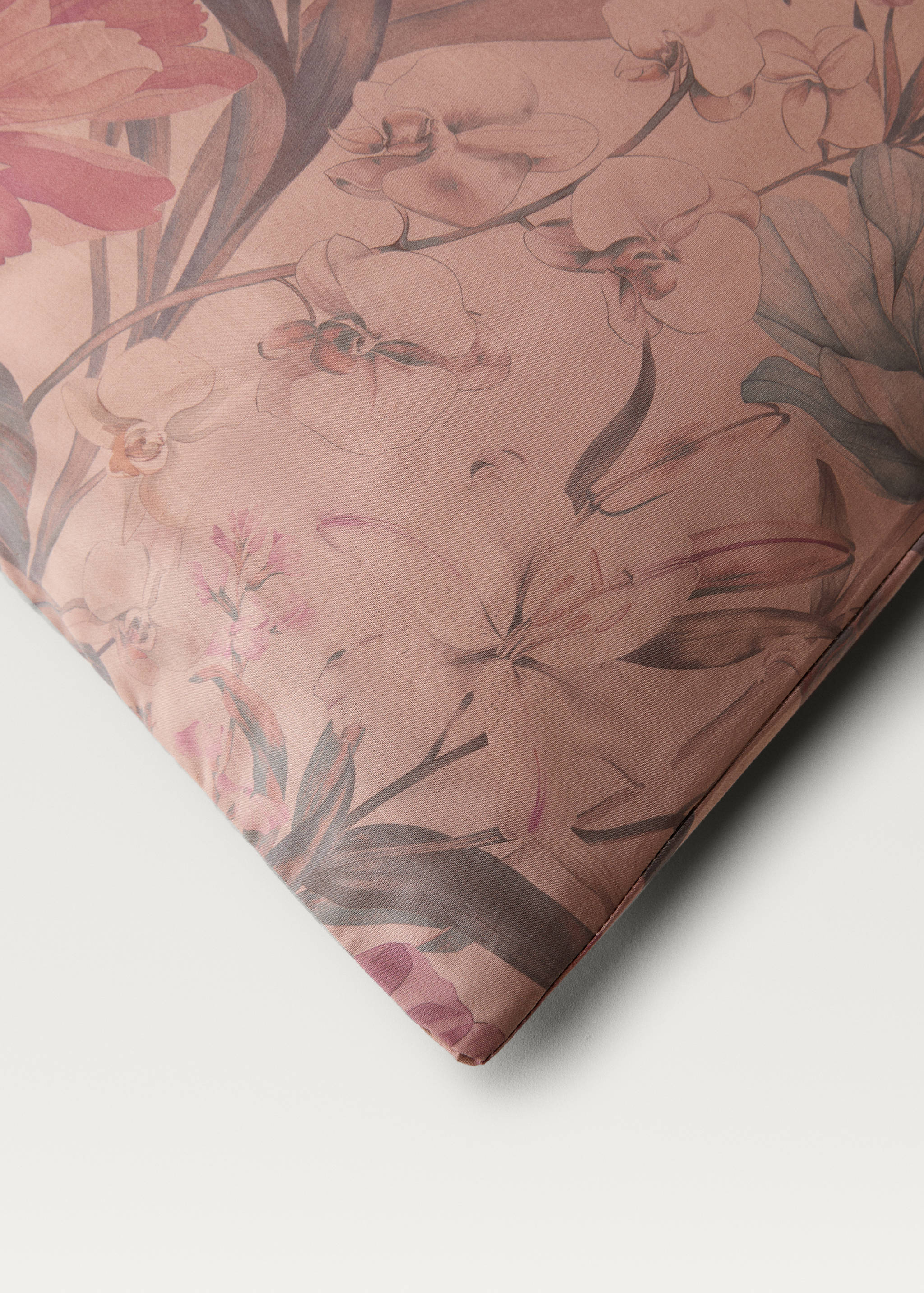 Cotton percale multi-coloured floral-print duvet cover King bed - Details of the article 2